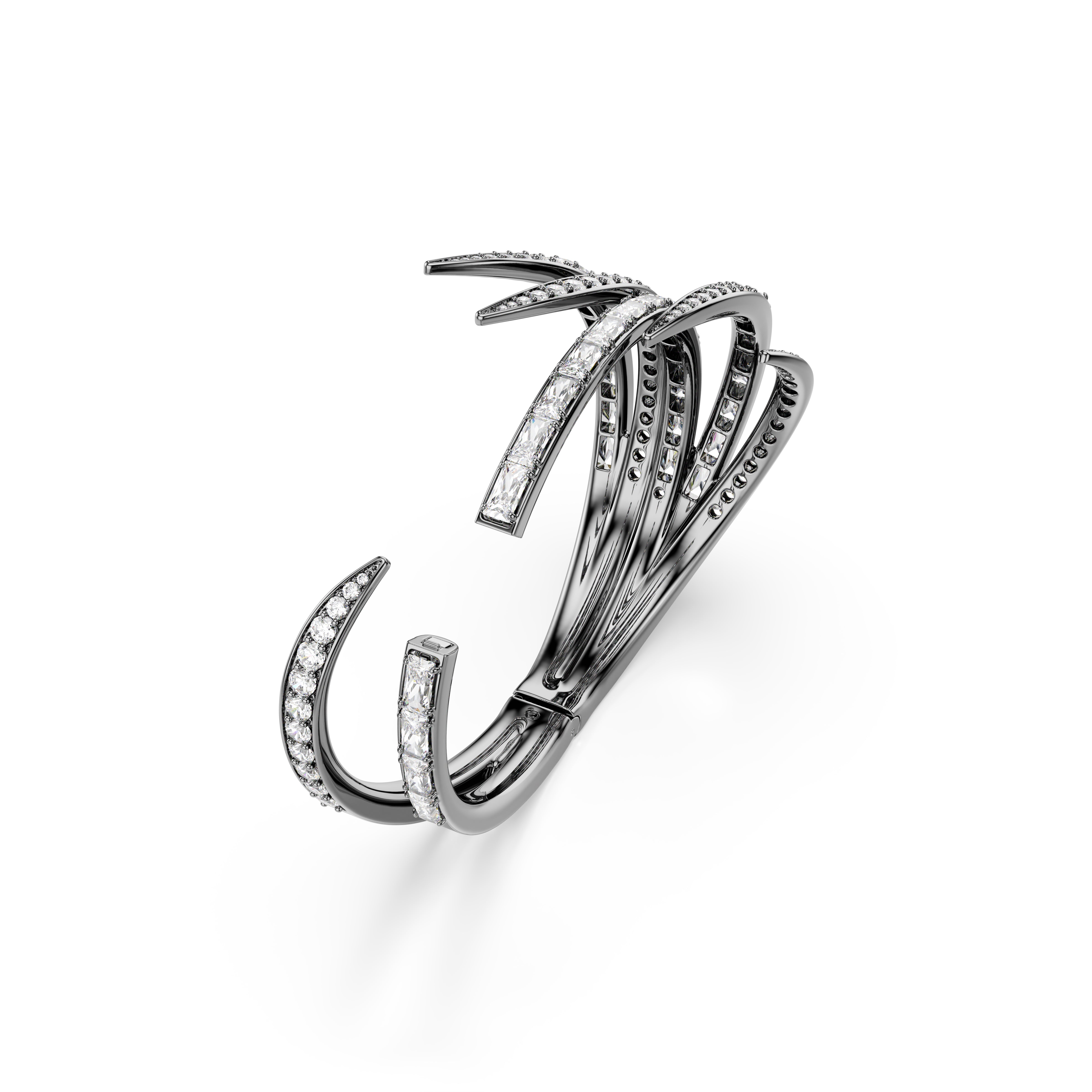 The Vienna Collection Bileklik, Tüy, Beyaz, Rutenyum Kaplama