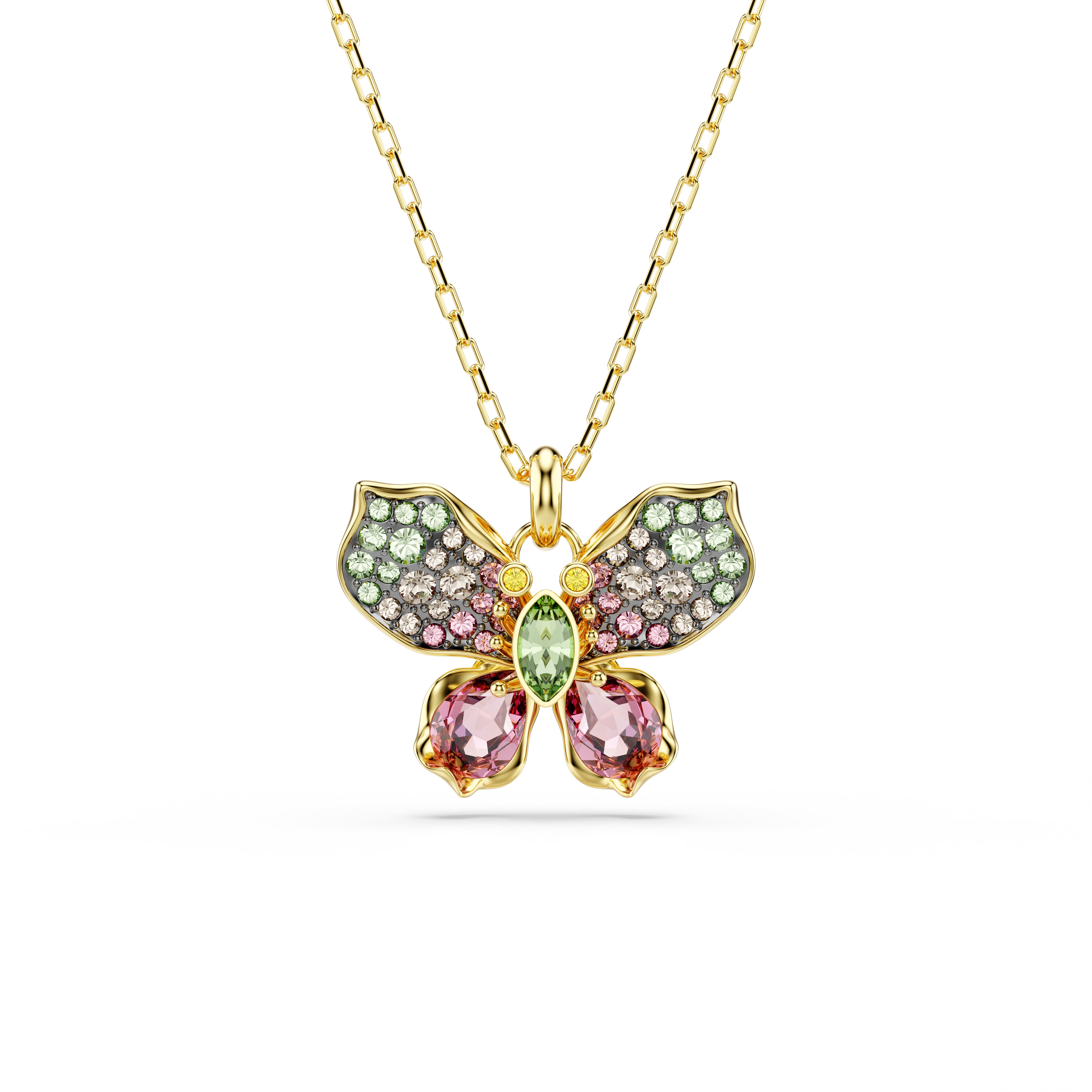 Idyllia Kolye, Karişik Kesim, Pavé, Kelebek, Çok Renkli, Karişik Metal Kaplama