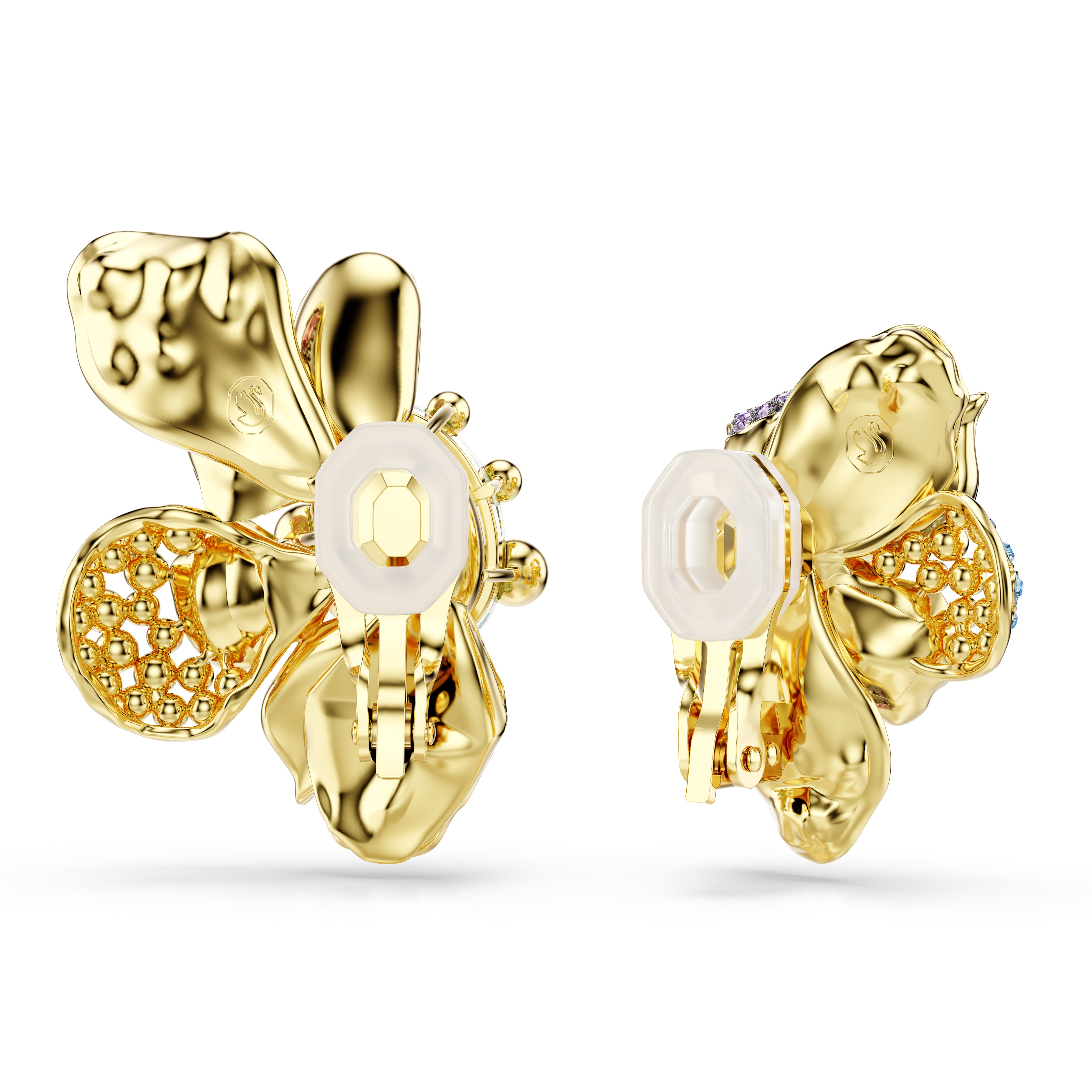 Idyllia Klips Küpe, Karişik Kesim, Pavé, Çiçek, Çok Renkli, Karişik Metal Kaplama