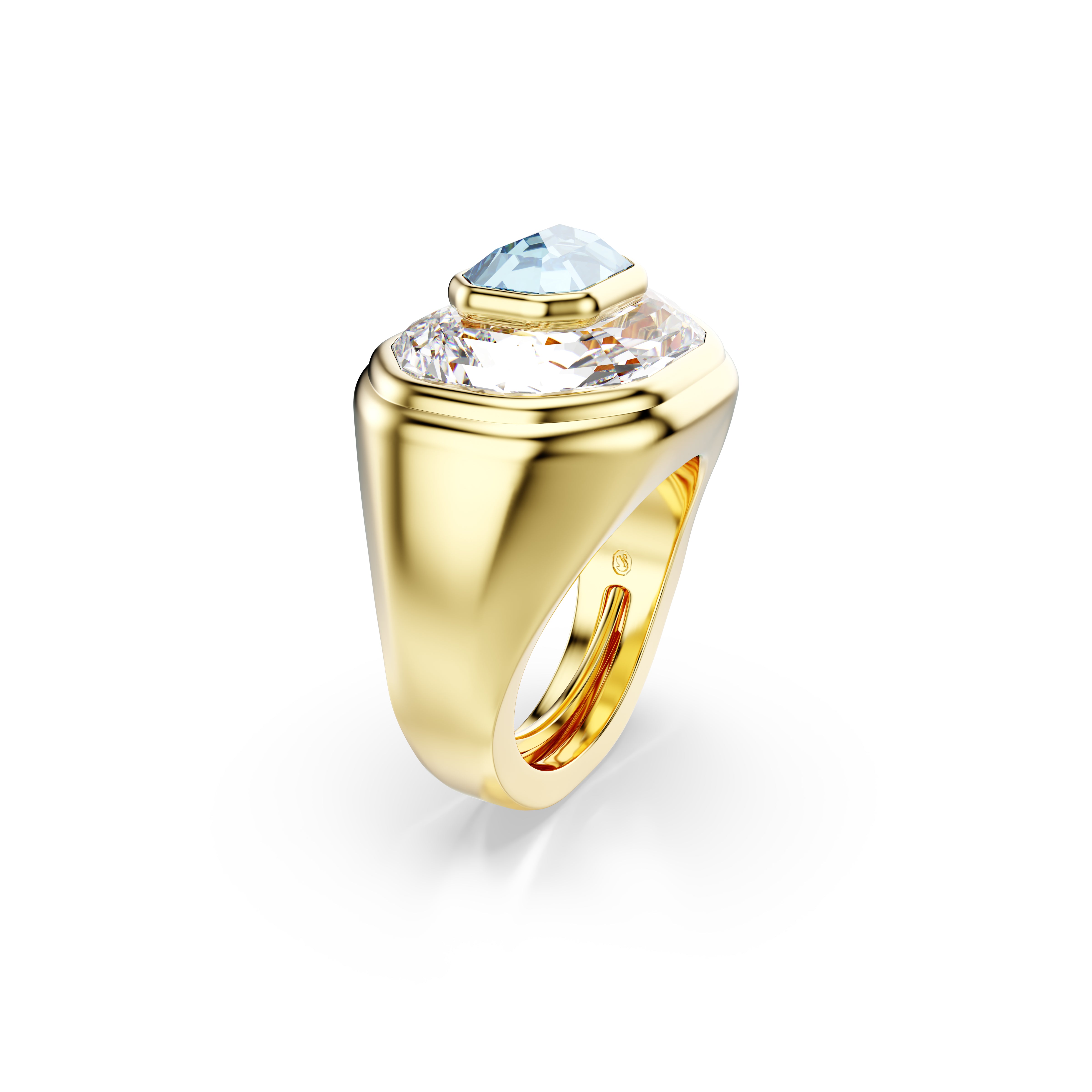 Chroma Kokteyl Yüzük, Octagon Kesim, Mavi, Altin Rengi Kaplama