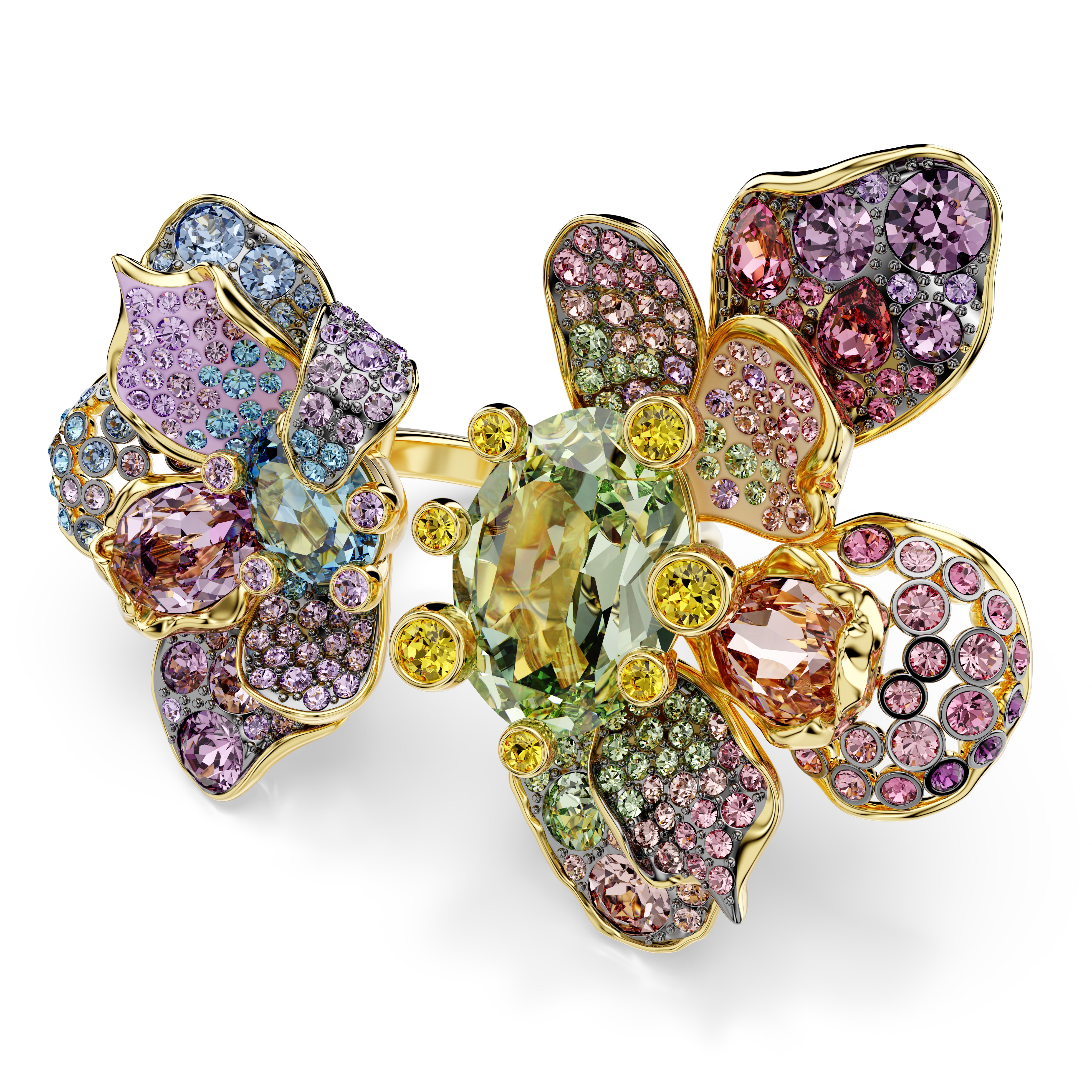 Idyllia Yüzük, Karişik Kesim, Pavé, Çiçek, Çok Renkli, Karişik Metal Kaplama