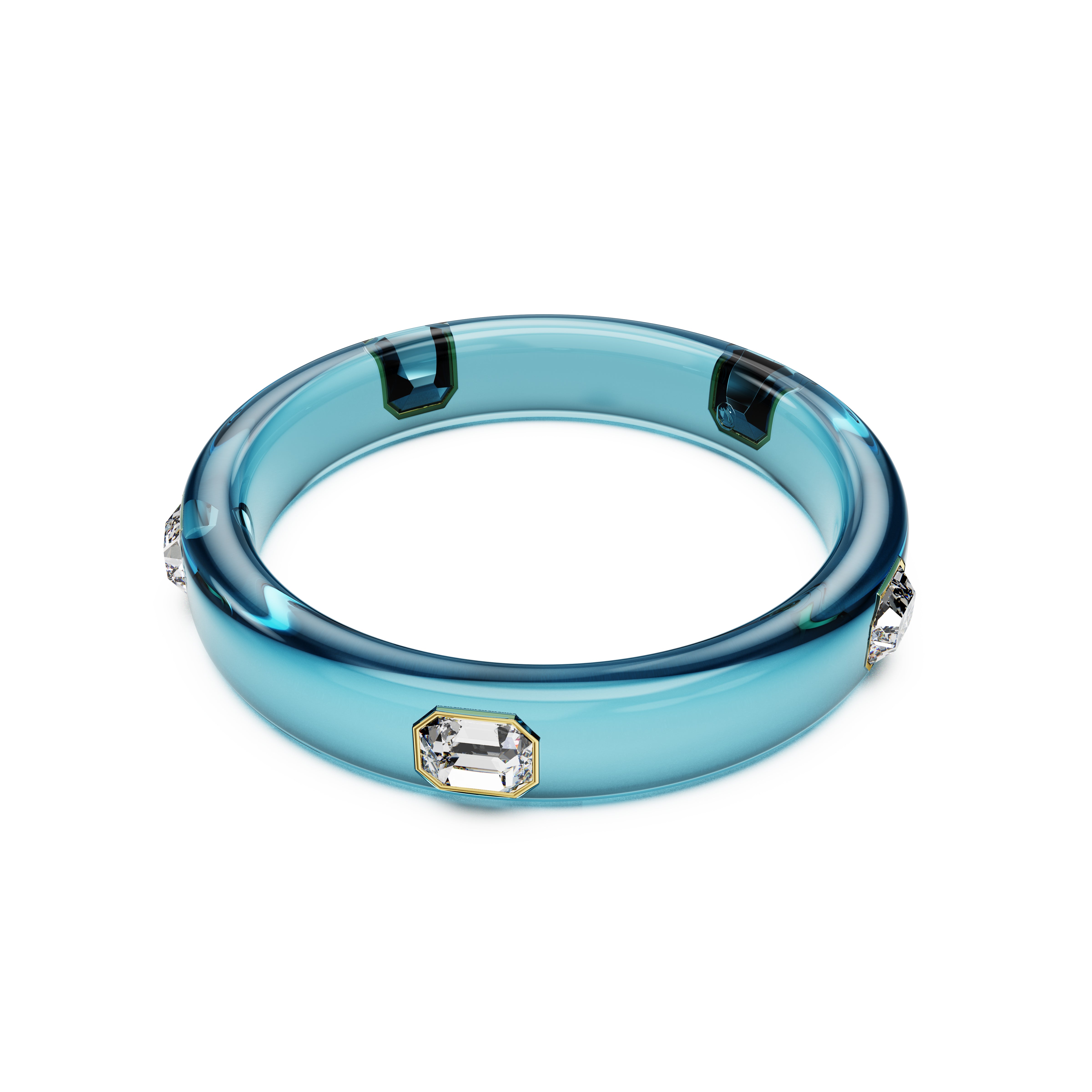 Dulcis Bangle Bileklik, Octagon Kesim, Mavi, Altin Rengi Kaplama, M