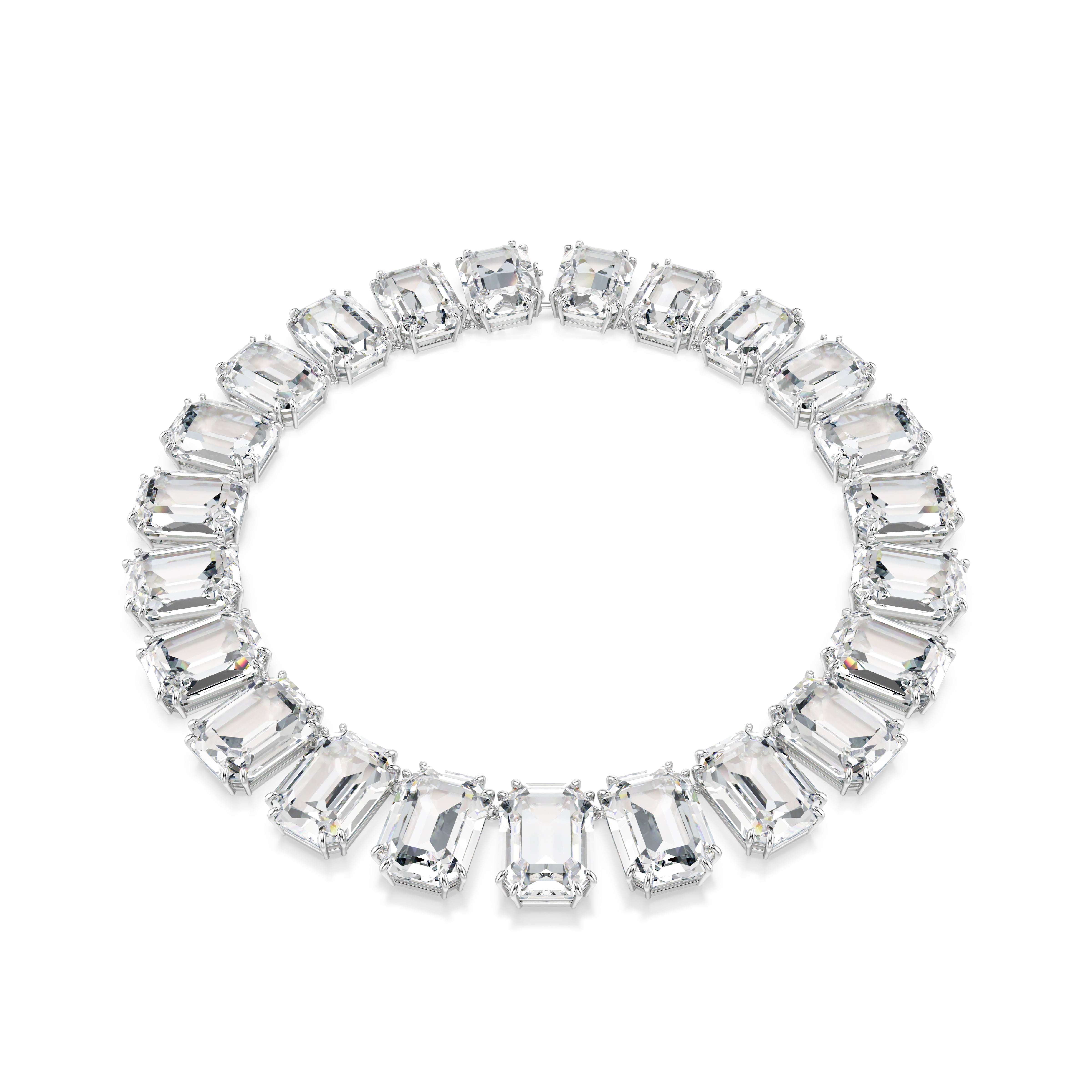 Millenia Kolye, Büyük Kristaller, Sekizgen Kesim, Beyaz, Rodyum Kaplama