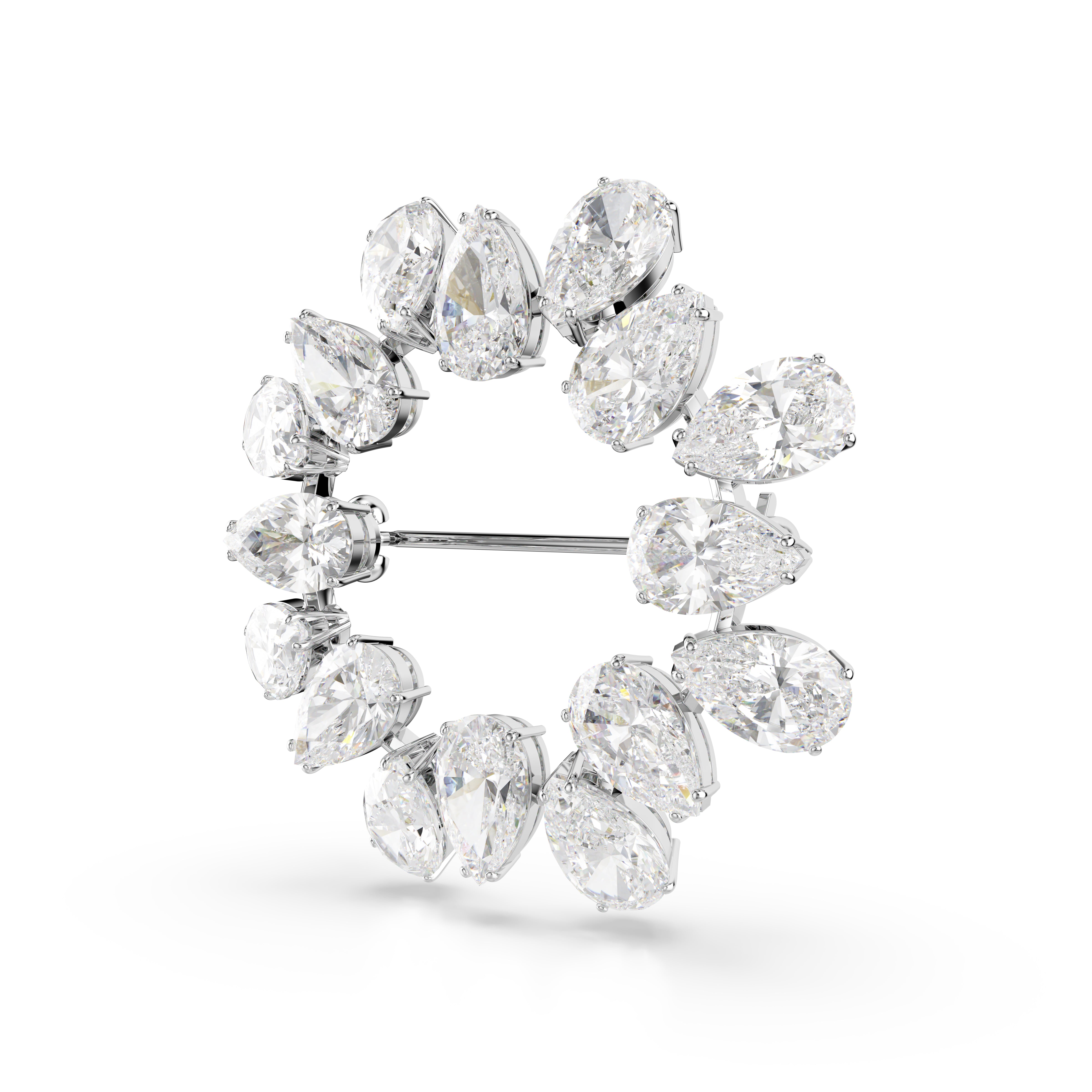 Matrix Broş, Armut Kesim, Beyaz, Rodyum Kaplama