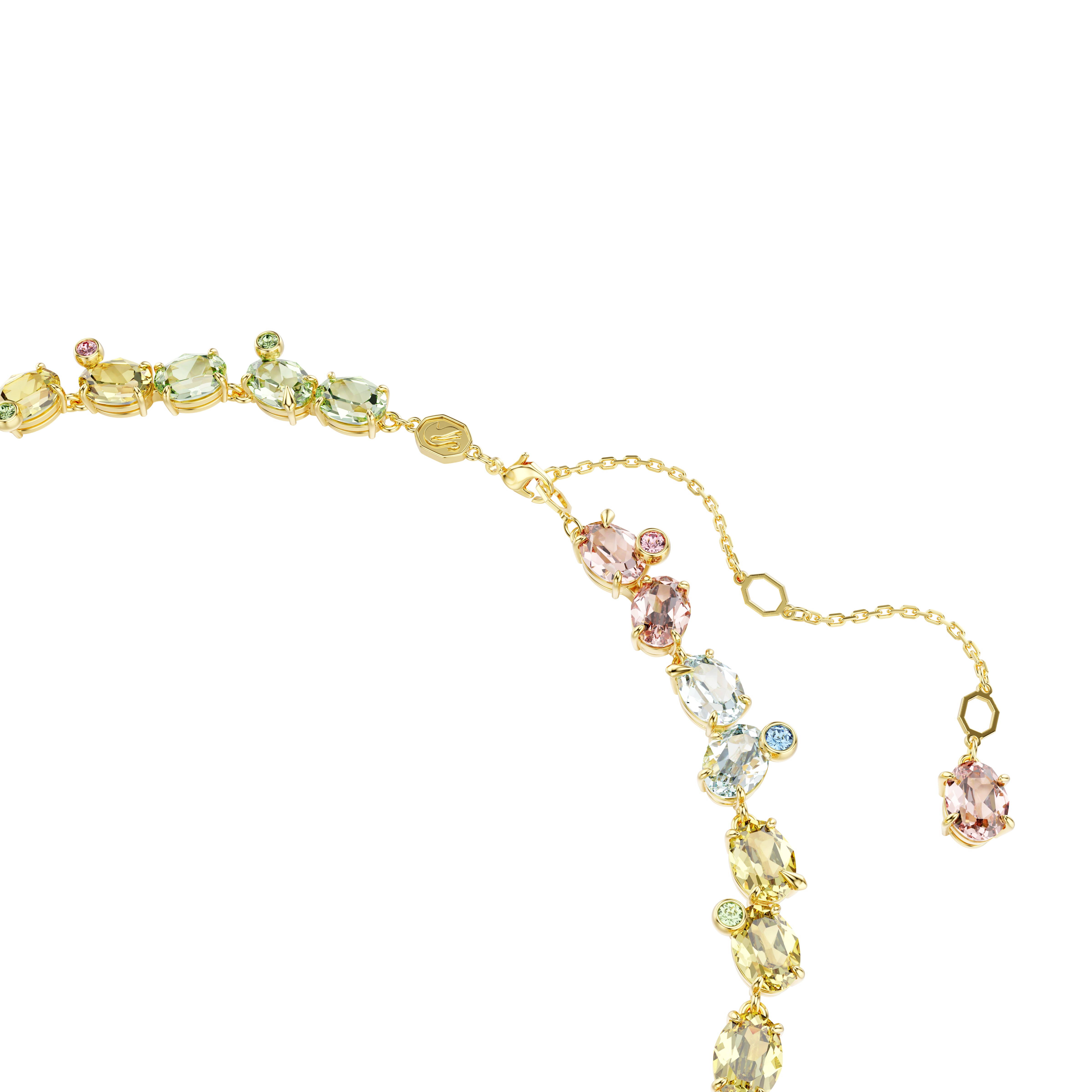 Gema Tennis Kolye, Karişik Kesim, Çok Renkli, Altin Rengi Kaplama