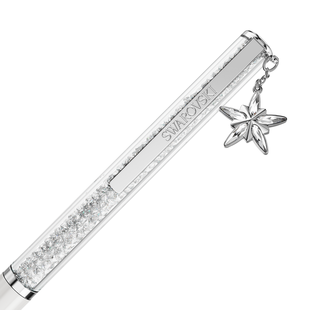 Crystalline Tükenmez Kalem, Beyaz, Beyaz Lakeli, Krom Kaplama