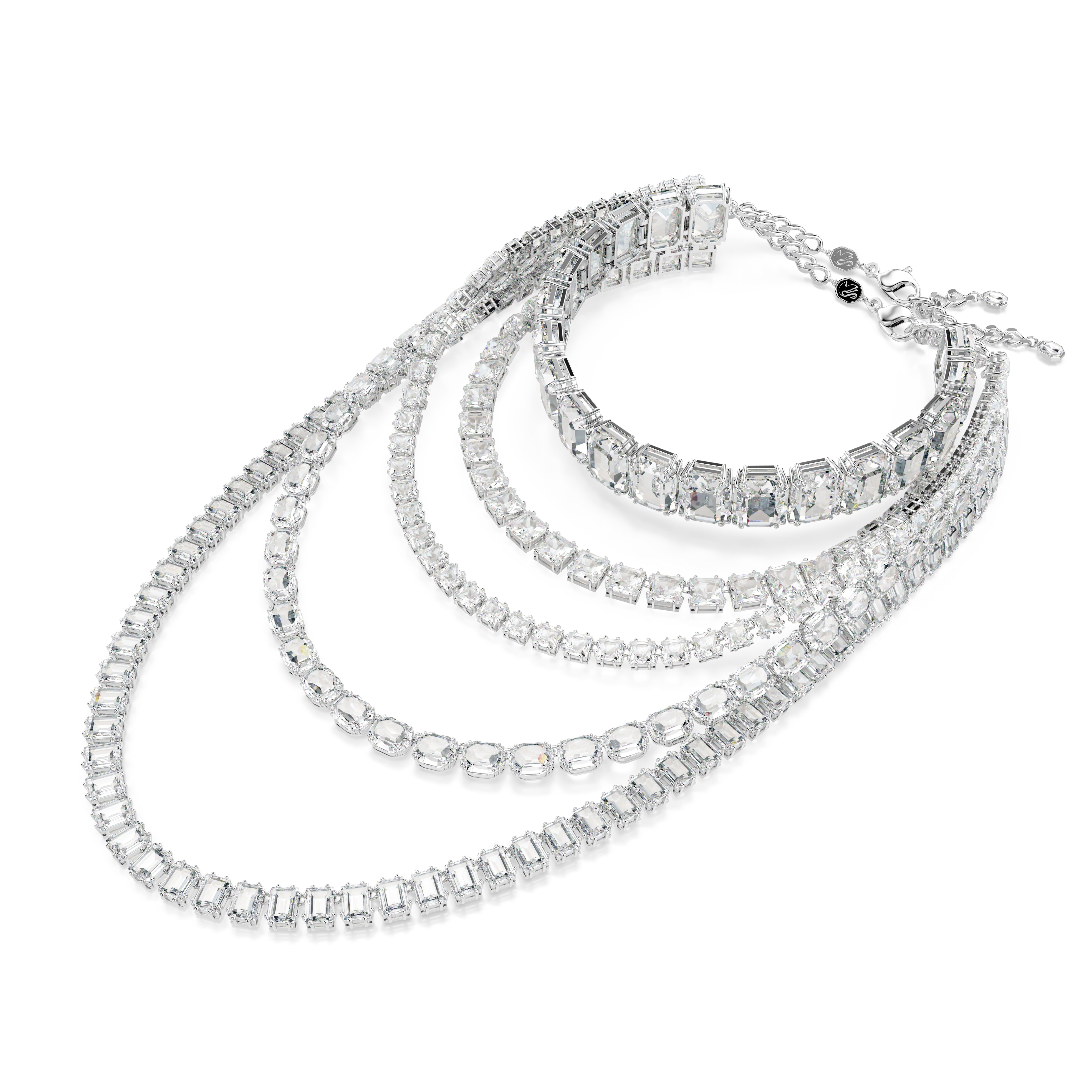 Millenia Katli Kolye, Karişik Kesimler, Beyaz, Rodyum Kaplama