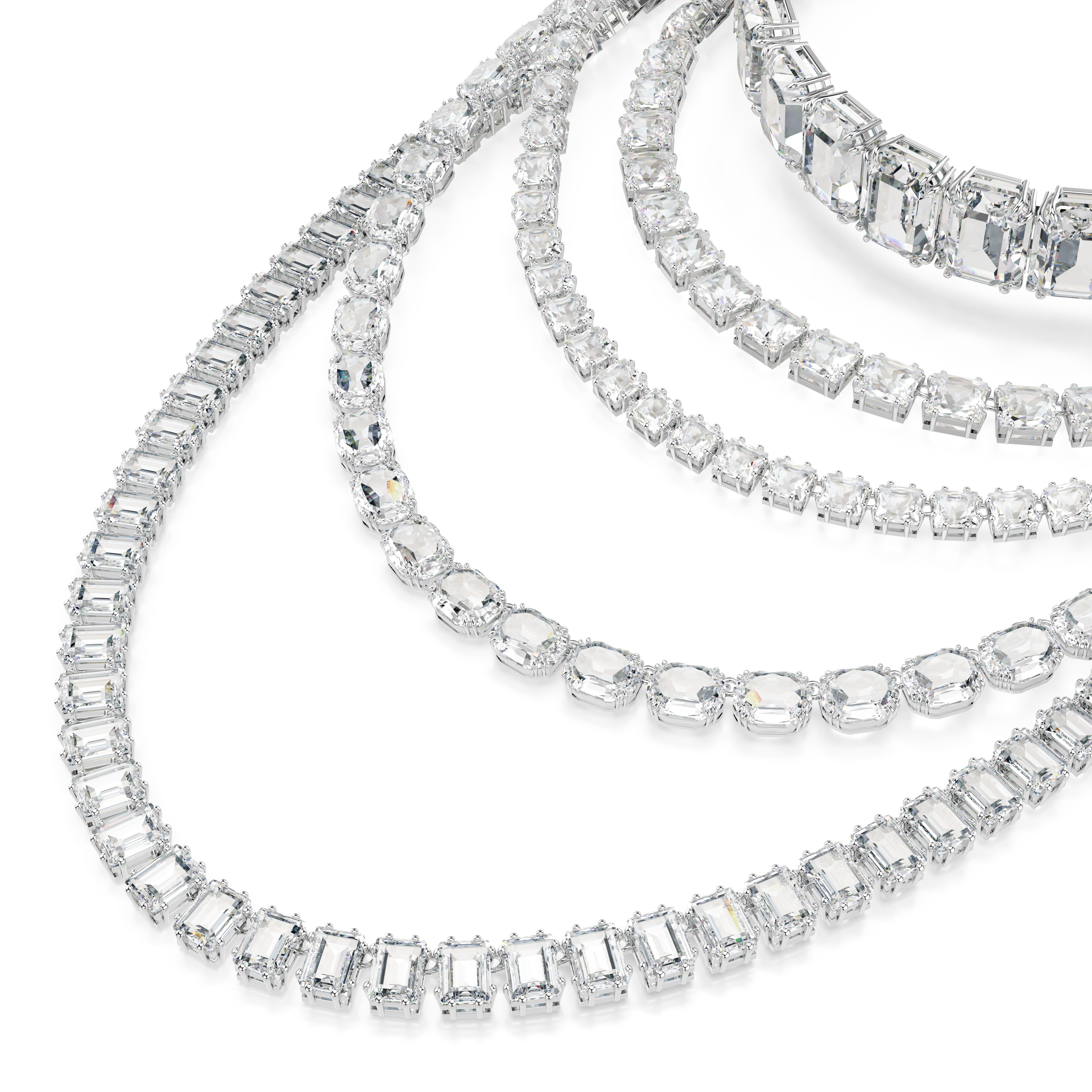 Millenia Katli Kolye, Karişik Kesimler, Beyaz, Rodyum Kaplama