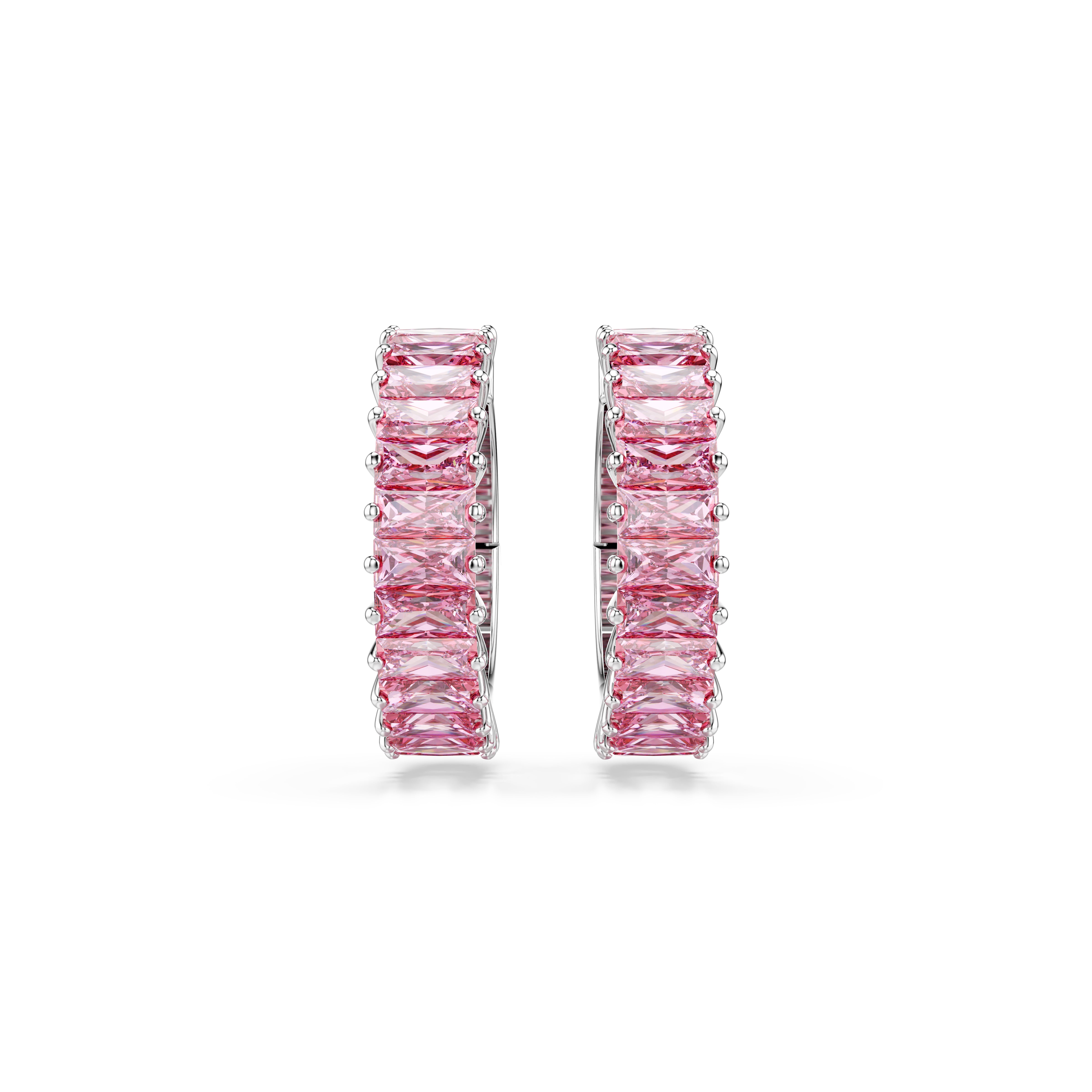 Matrix Kelepçe Küpe, Baget Kesim, Pembe, Rodyum Kaplama