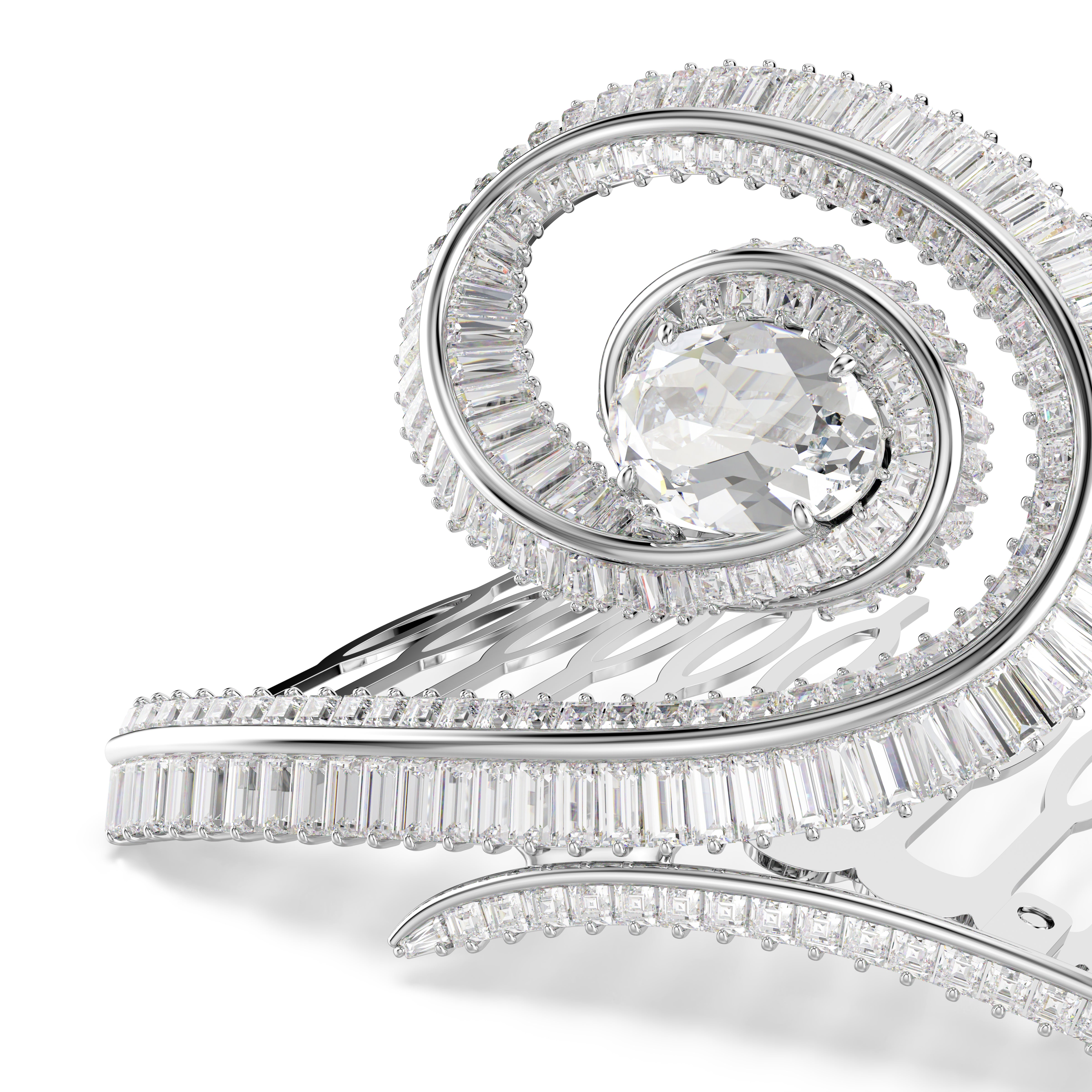 Ariana Grande x Swarovski Saç Tokası, Baget Kesim, Beyaz, Rodyum Kaplama