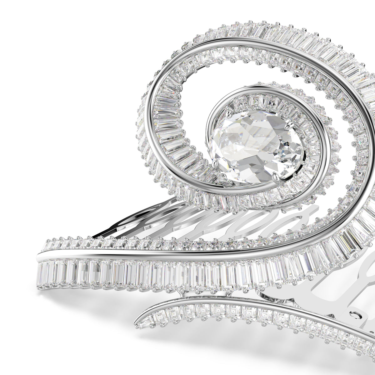 Ariana Grande x Swarovski Saç Tokası, Baget Kesim, Beyaz, Rodyum Kaplama