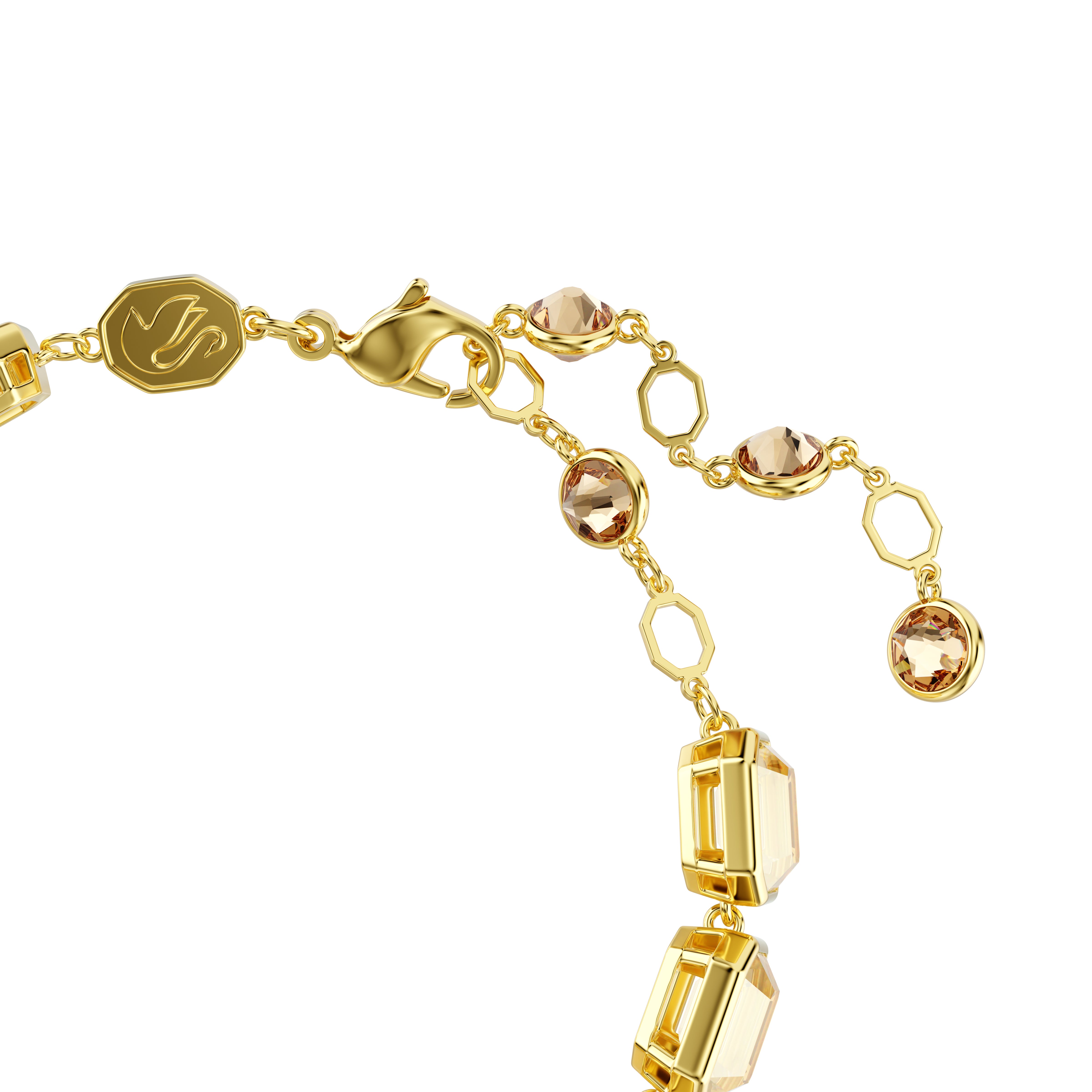 Millenia Tennis Bileklik, Sekizgen Kesim, Karamel, Sari Altin Rengi Kaplama