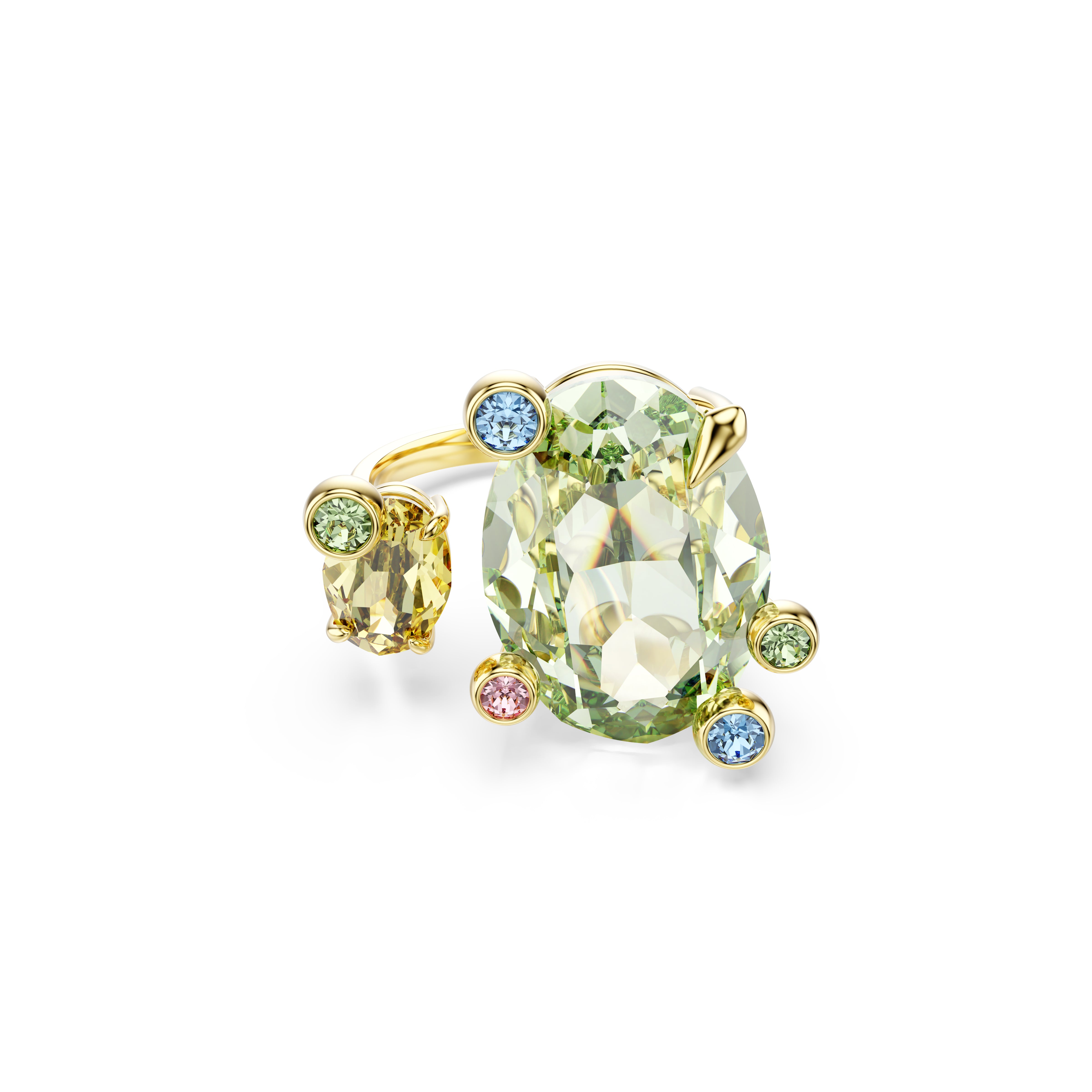 Gema Open Yüzük, Karişik Kesim, Çok Renkli, Altin Rengi Kaplama