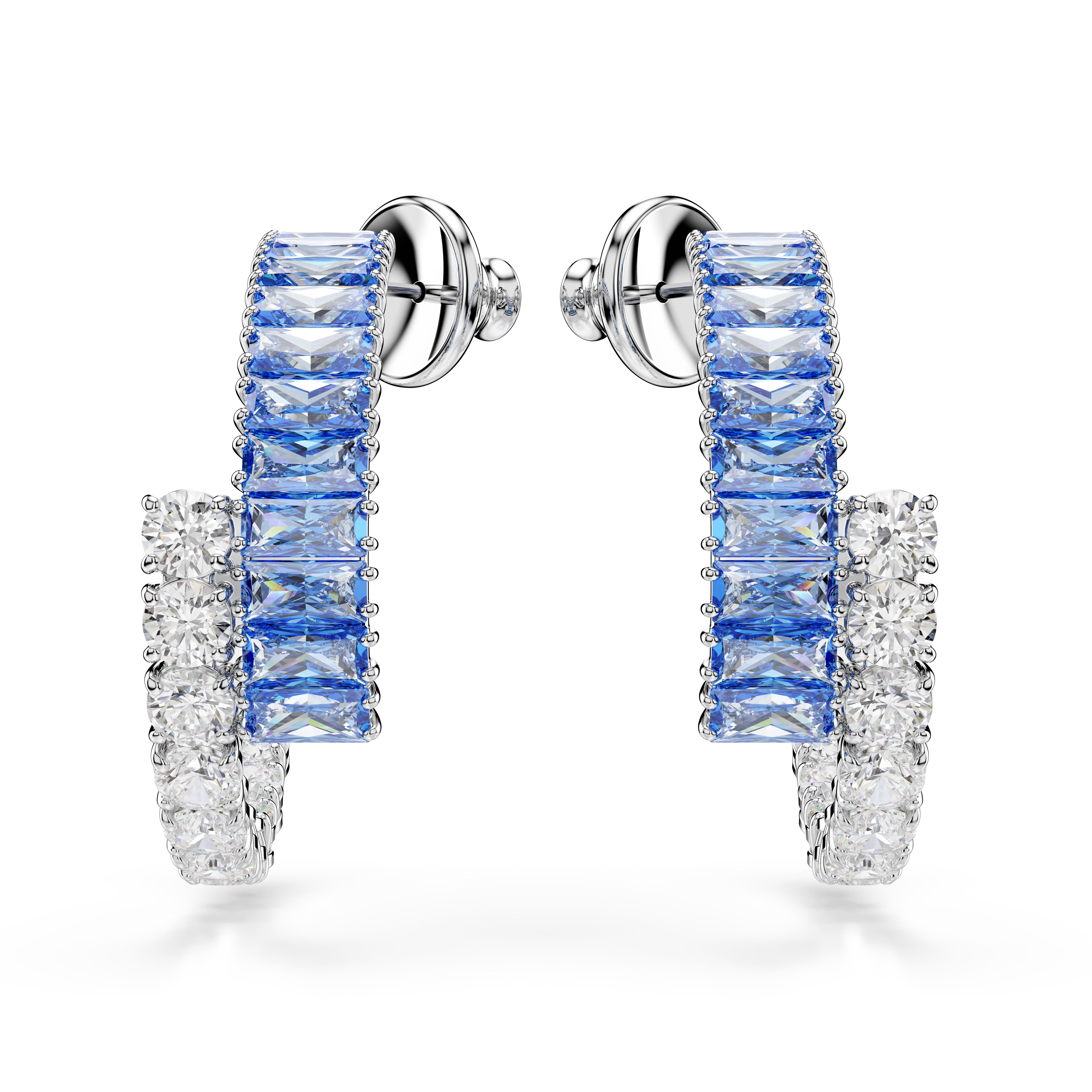 Matrix Halka Küpe, Karişik Kesim, Mavi, Rodyum Kaplama