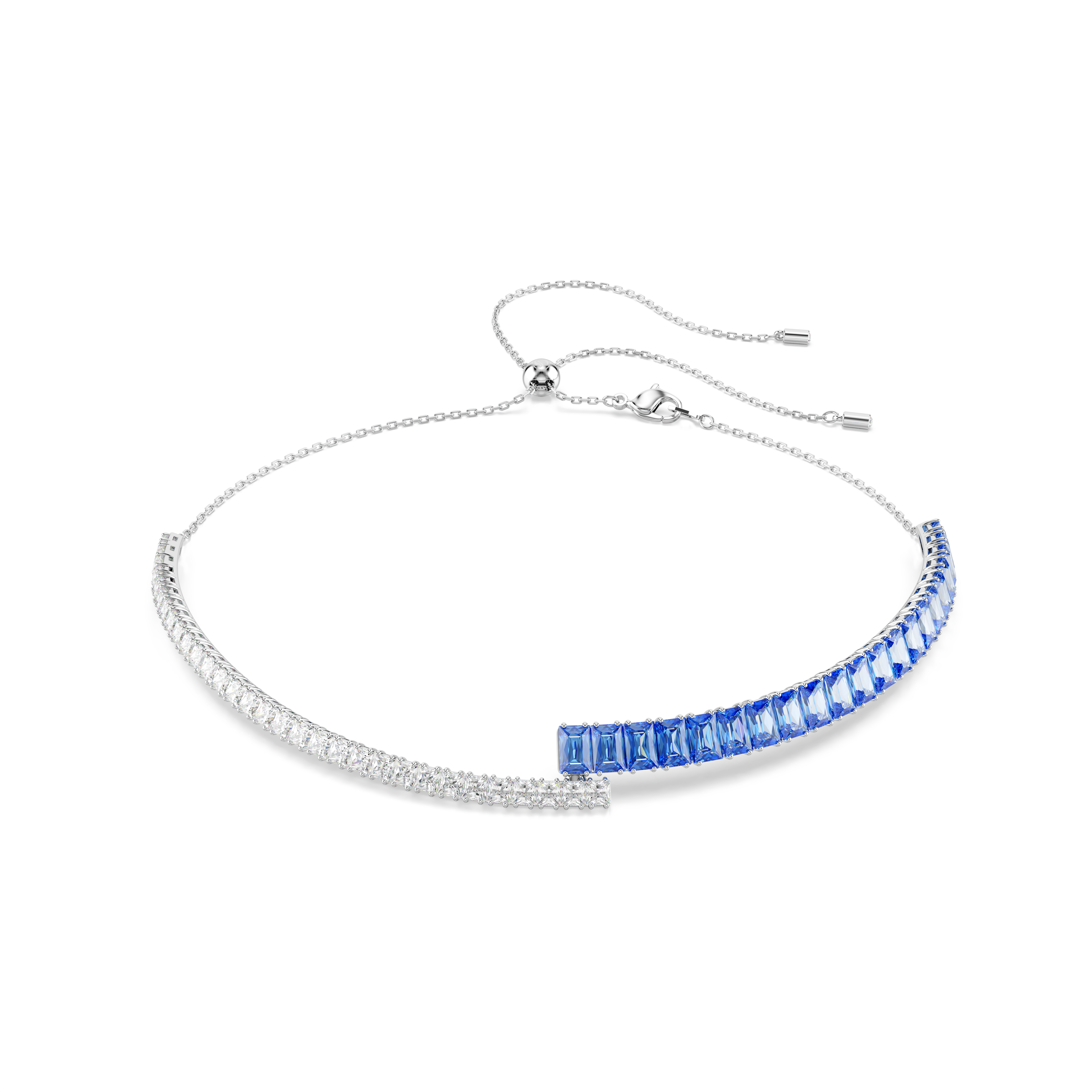 Matrix Choker Kolye, Karışık Kesim, Mavi, Rodyum kaplama