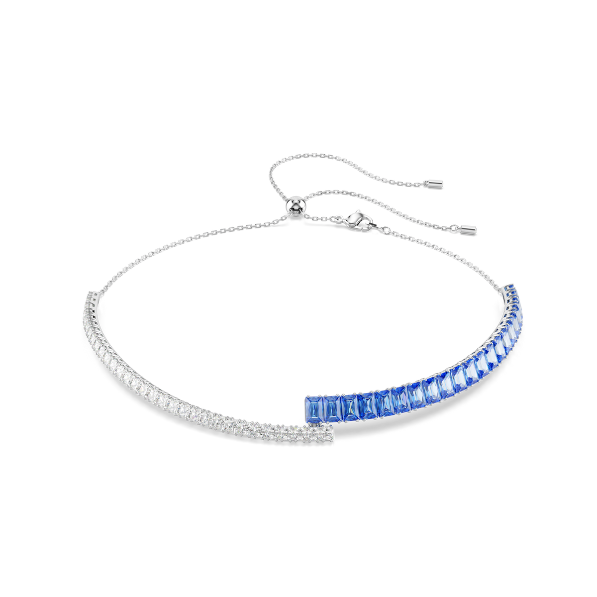 Matrix Choker Kolye, Karışık Kesim, Mavi, Rodyum kaplama