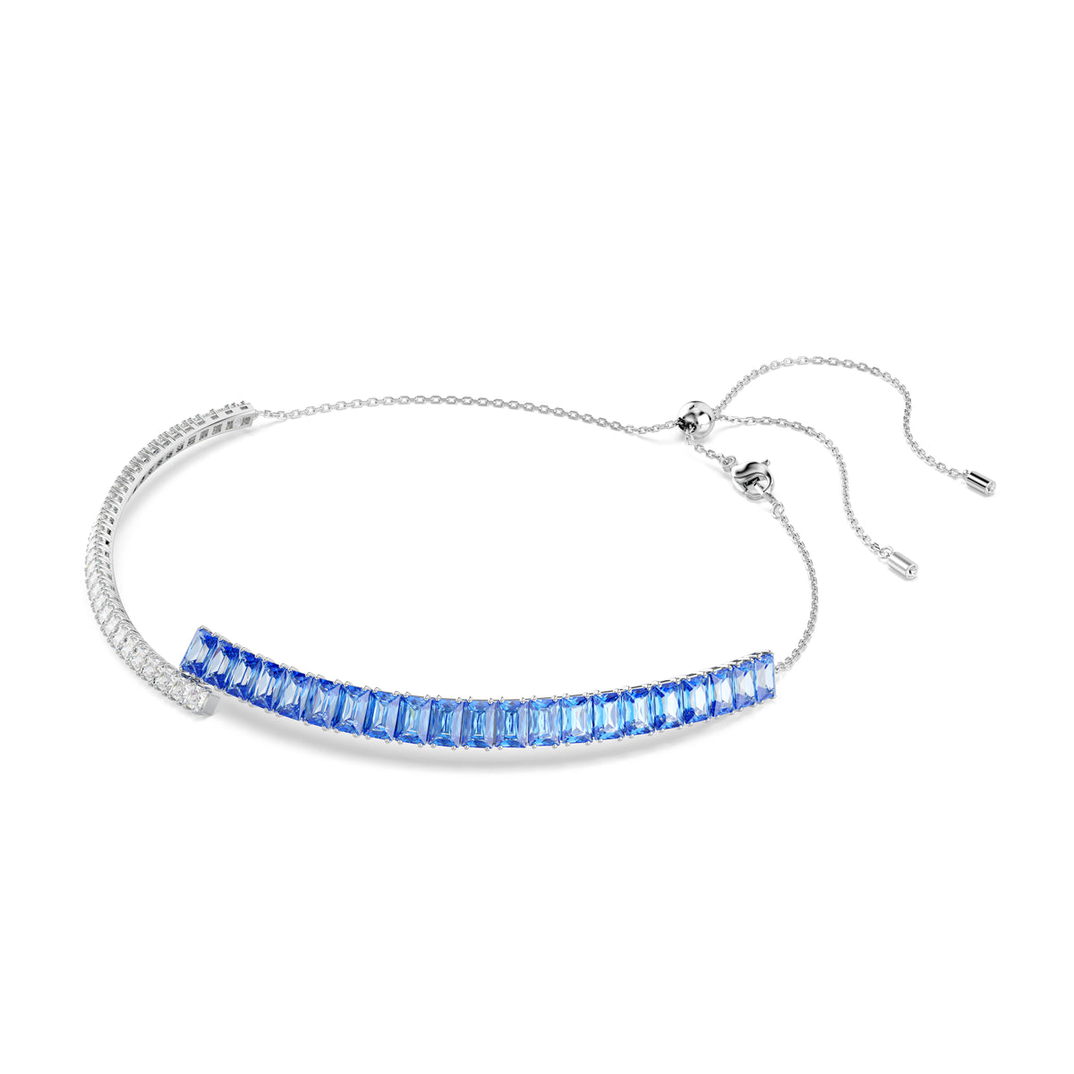 Matrix Choker Kolye, Karışık Kesim, Mavi, Rodyum kaplama