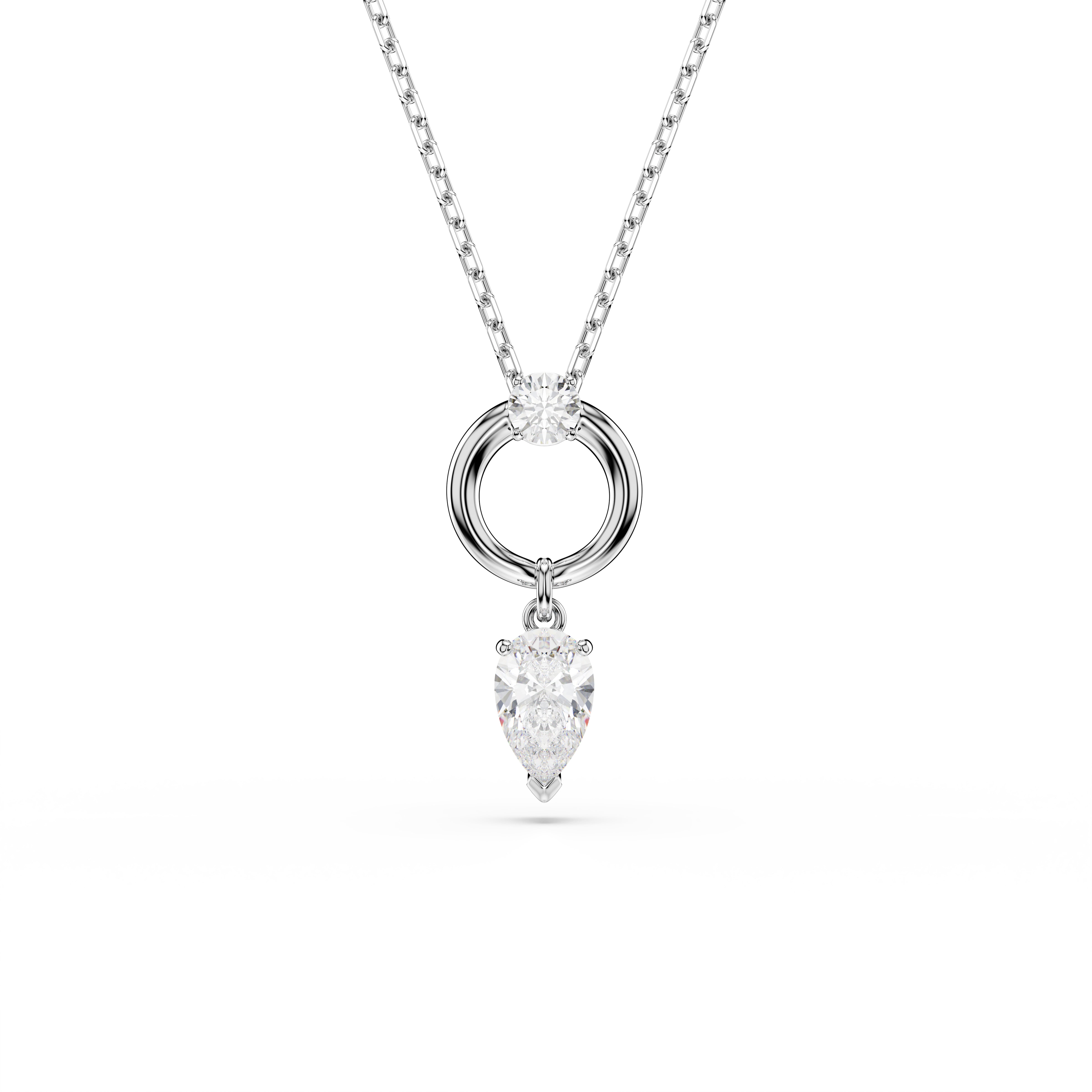 Mesmera Kolye, Armut Kesim, Beyaz, Rodyum Kaplama