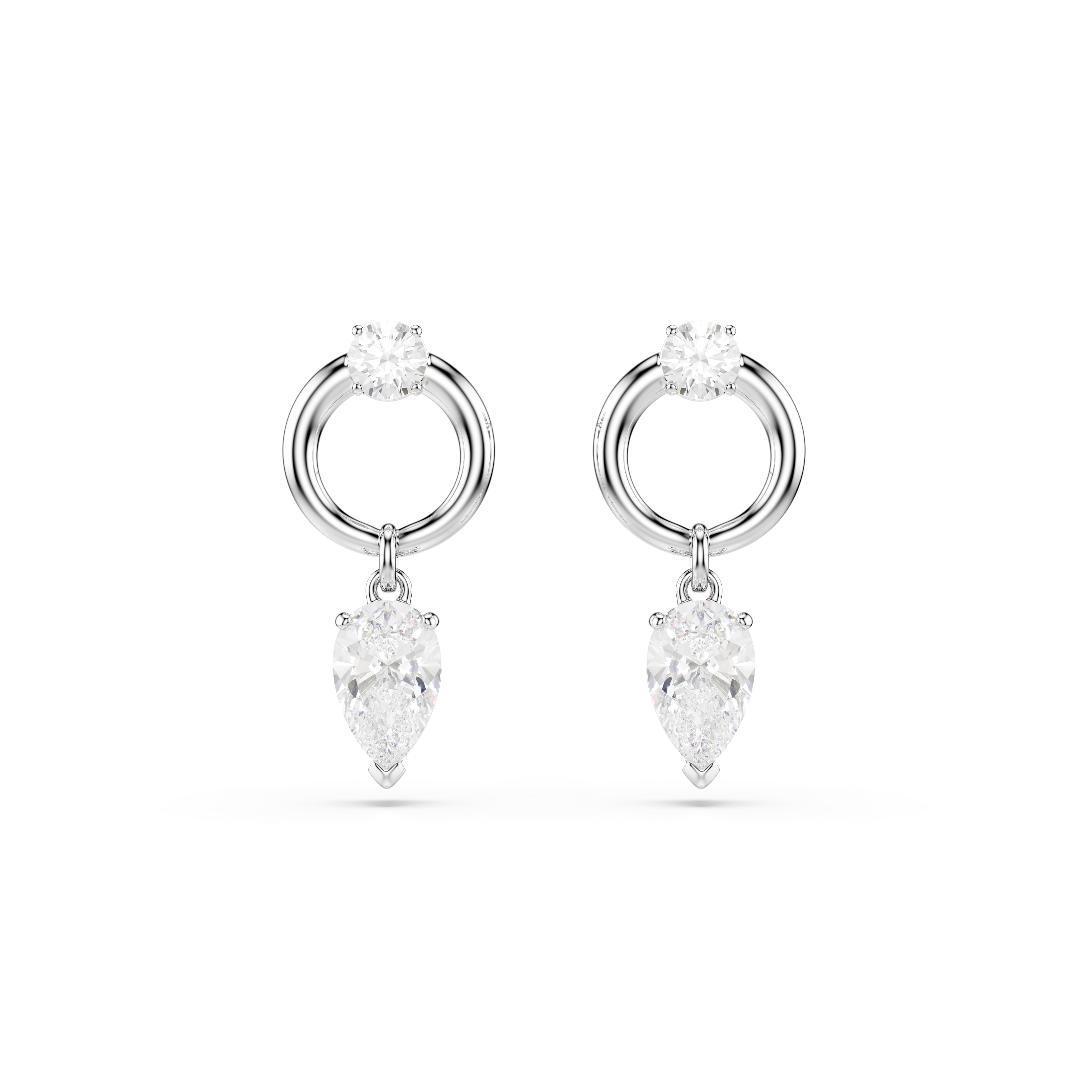 Mesmera Damla Küpe, Karişik Kesim, Beyaz, Rodyum Kaplama