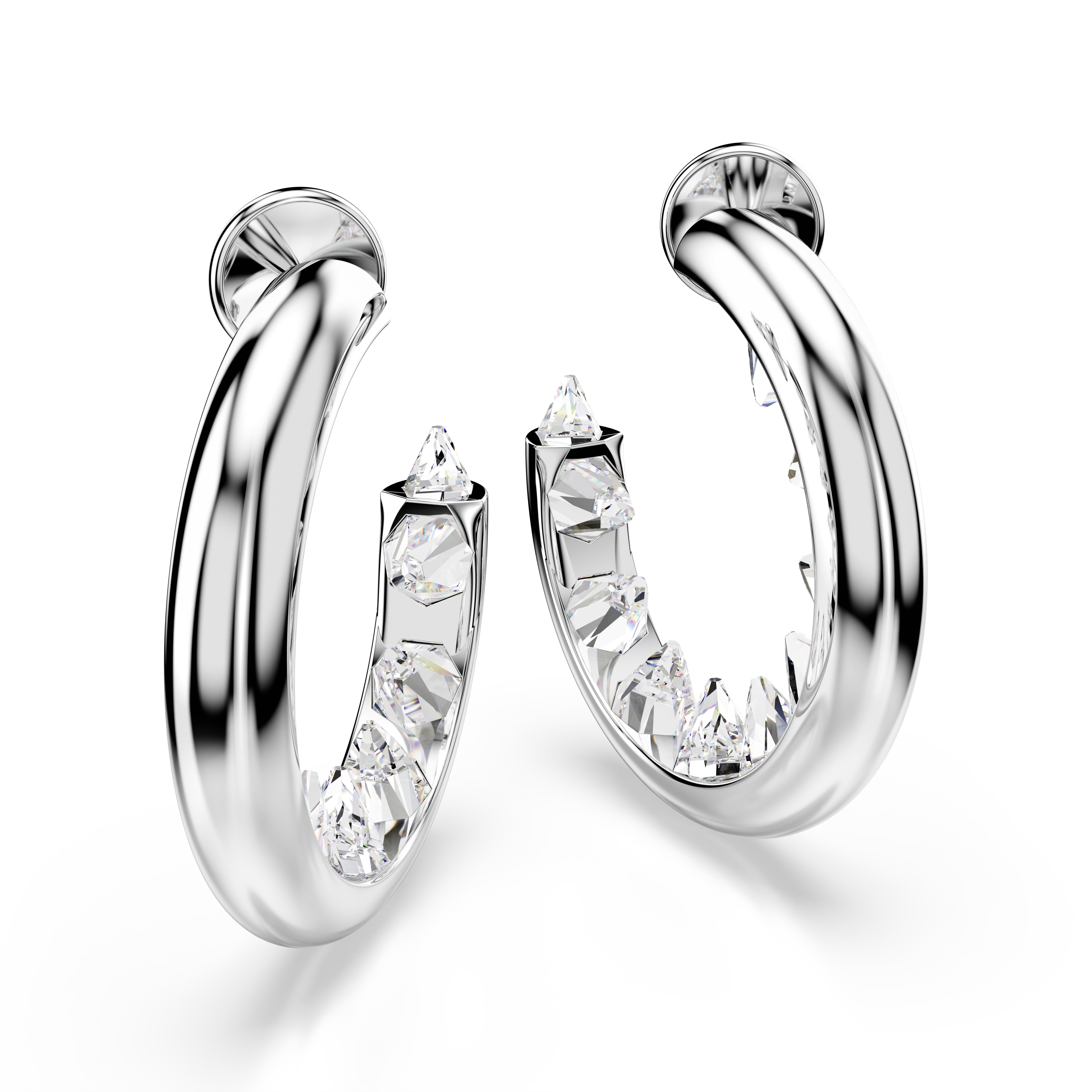 Sublima Halka Küpeler, Beyaz, Rodyum Kaplama