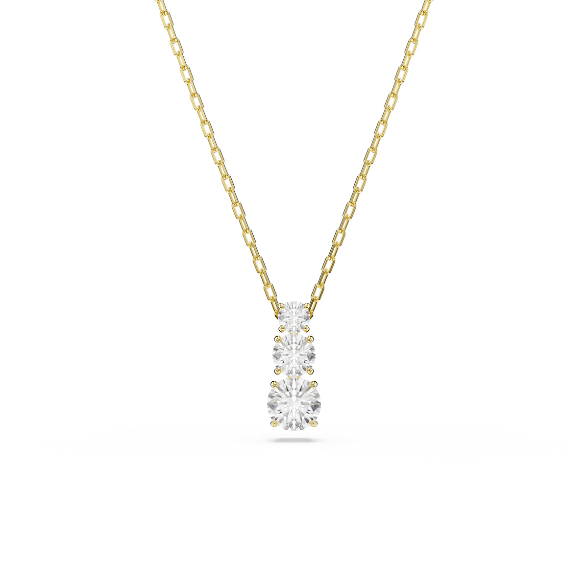 Stilla Attract Kolye, Yuvarlak Kesim, Beyaz, Sarı Altın Rengi Kaplama