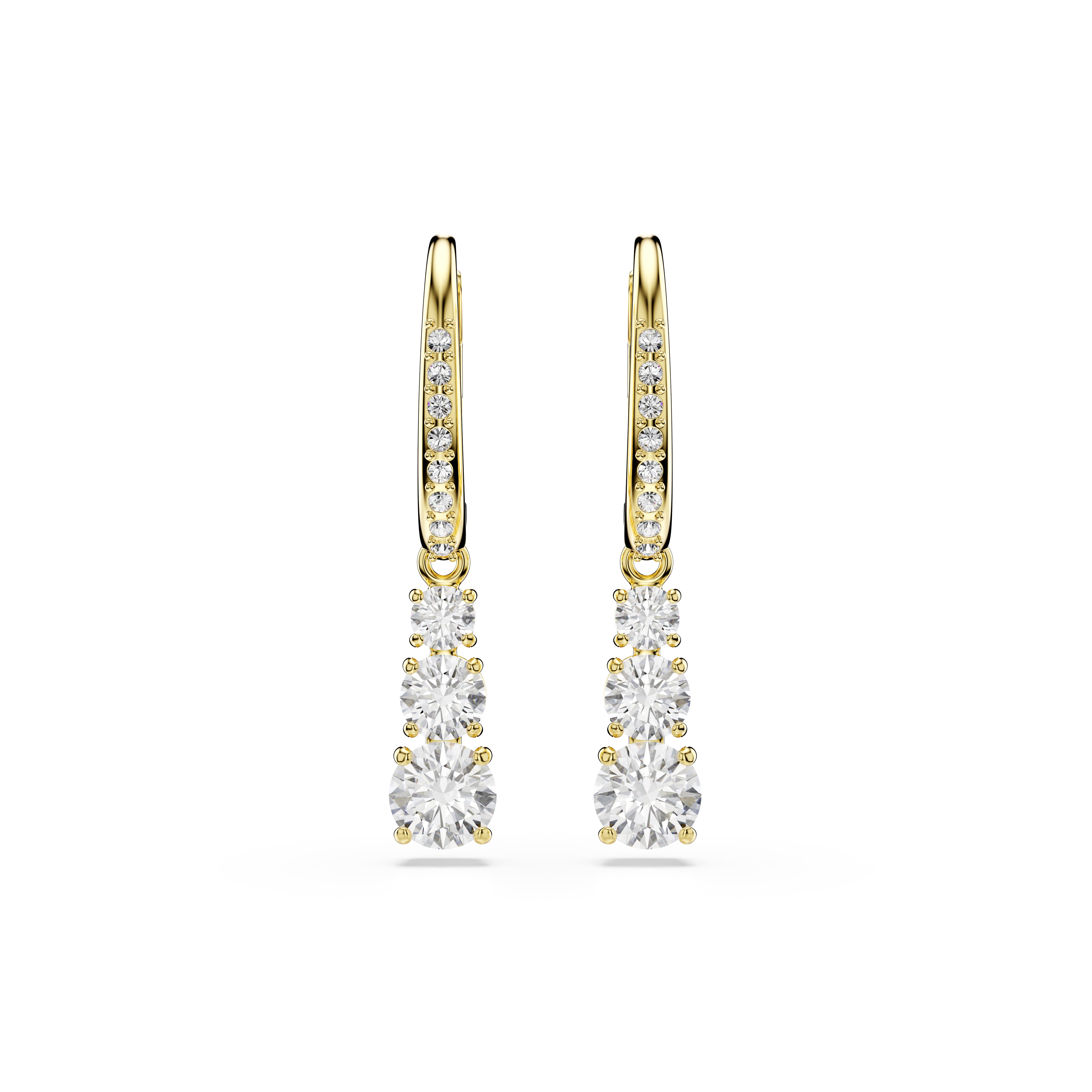 Stilla Attract Halka Küpe, Yuvarlak Kesim, Beyaz, Sari Altin Rengi Kaplama