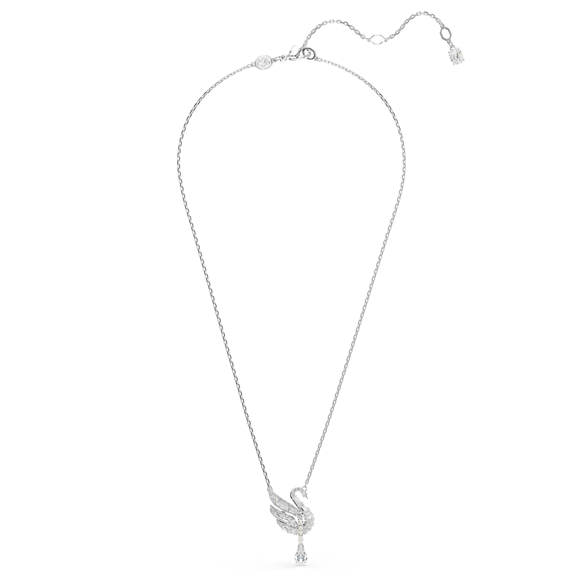 Swan Kolye, Kuğu, Beyaz, Rodyum Kaplama