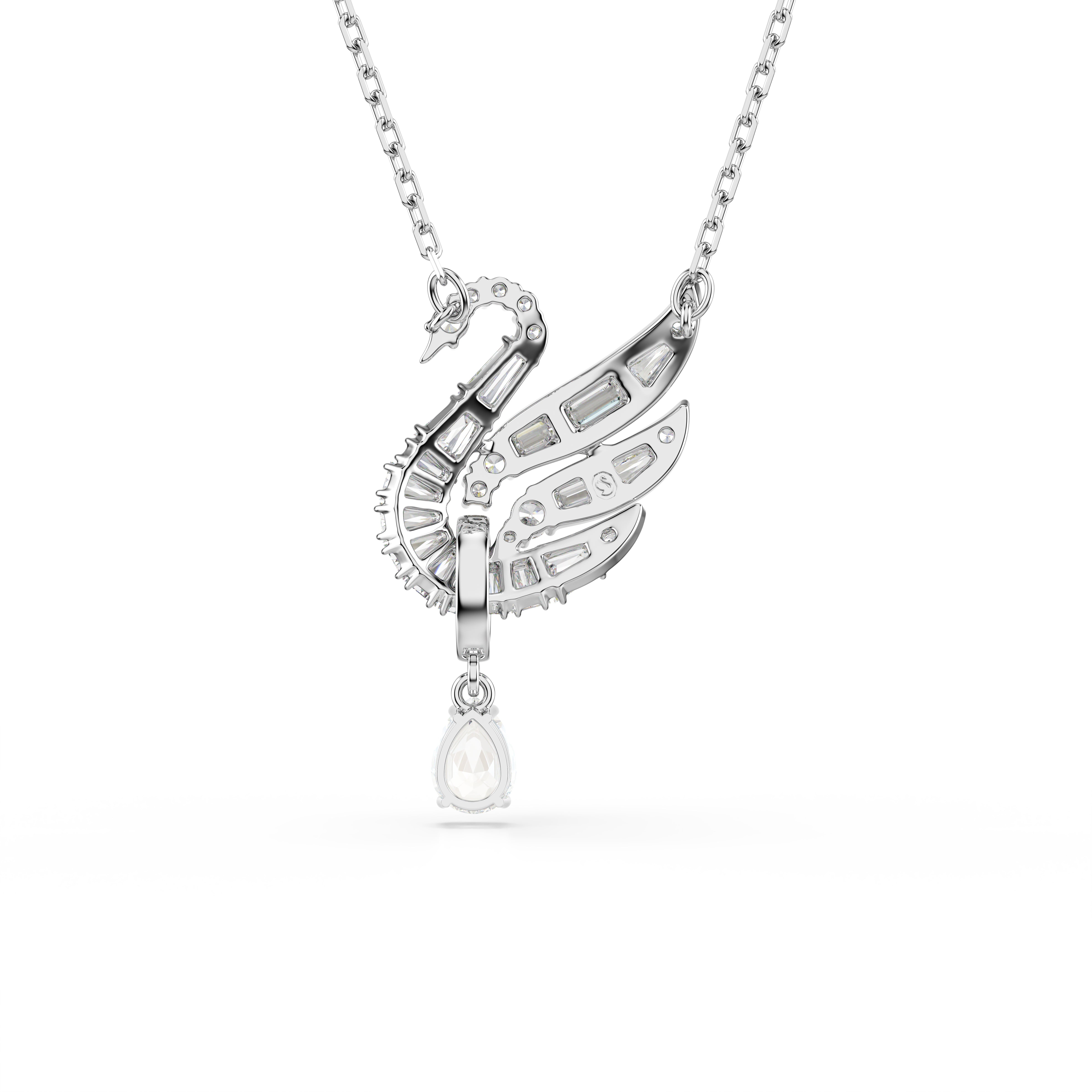 Swan Kolye, Kuğu, Beyaz, Rodyum Kaplama