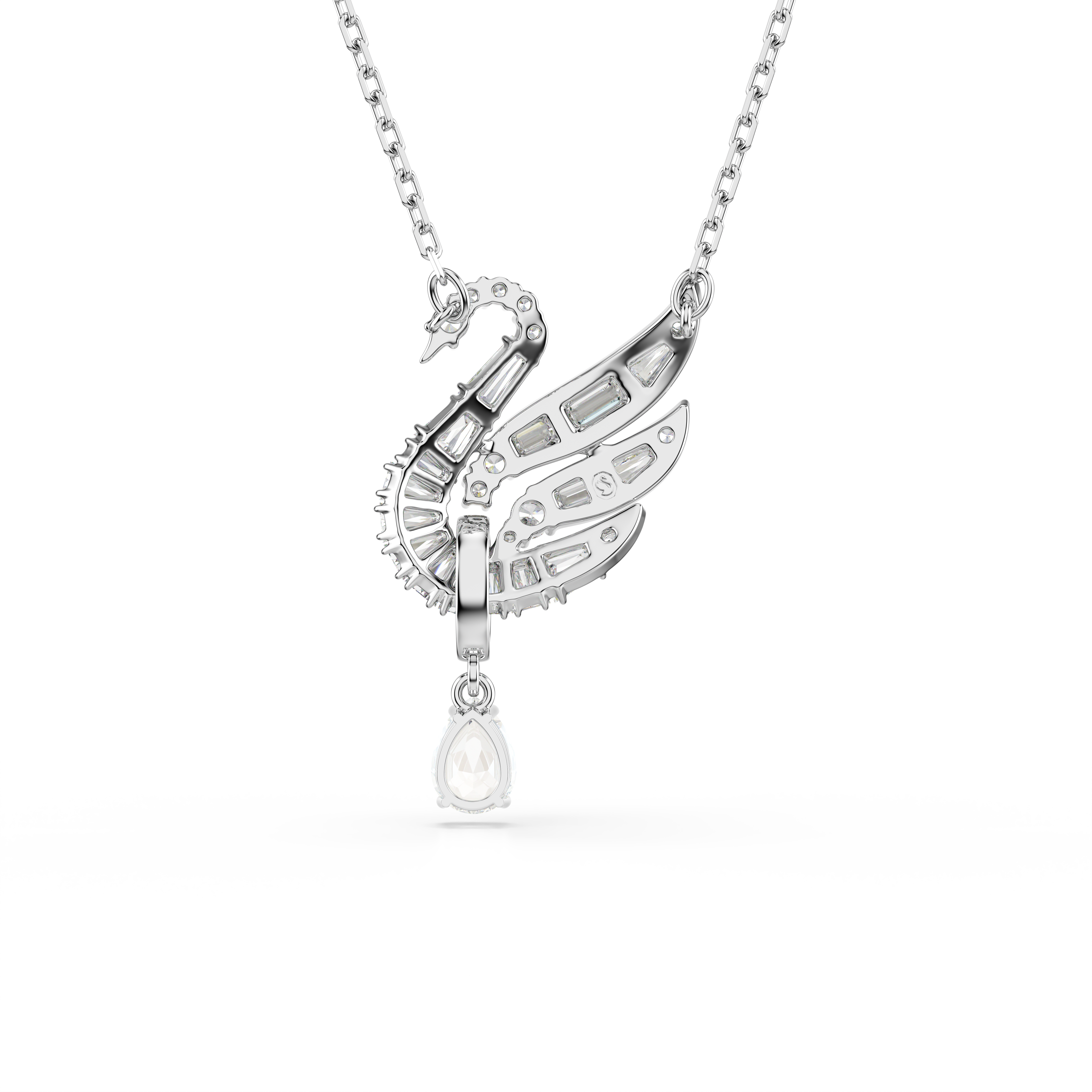Swan Kolye, Kuğu, Beyaz, Rodyum Kaplama
