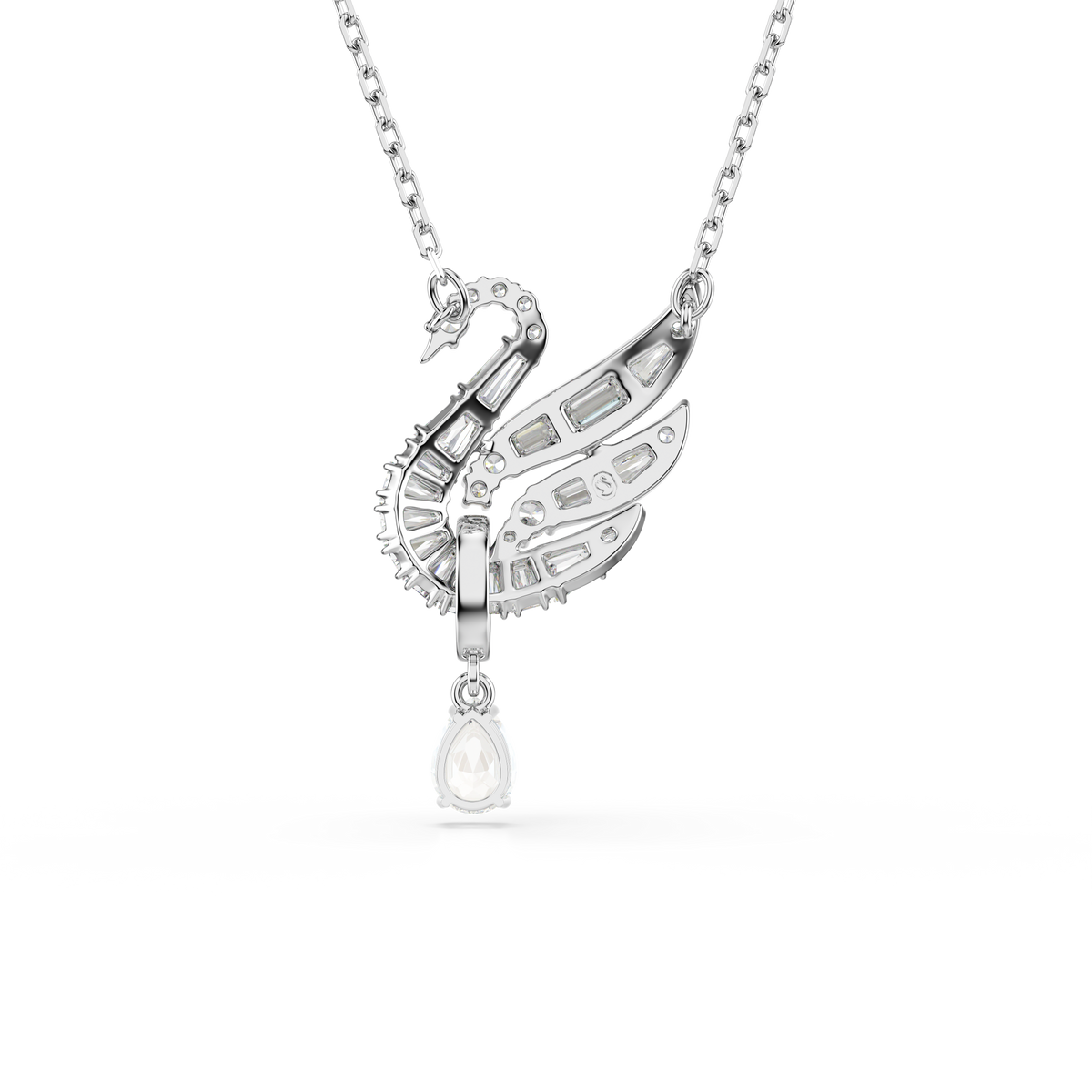 Swan Kolye, Kuğu, Beyaz, Rodyum Kaplama