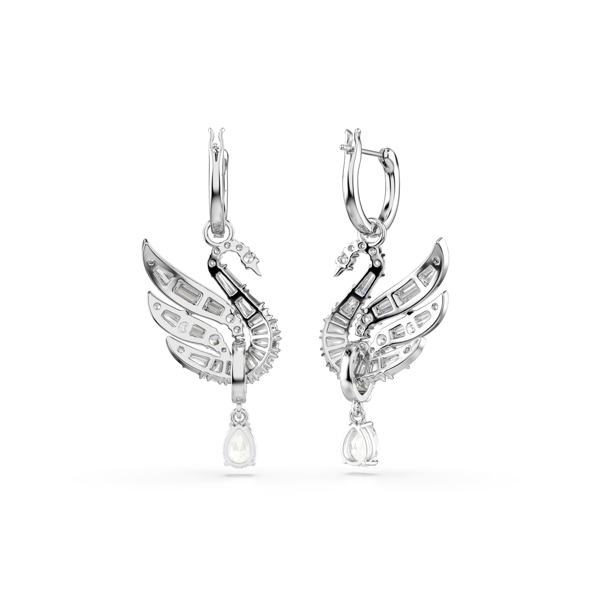 Swan Küpeler, Kuğu, Beyaz, Rodyum Kaplama