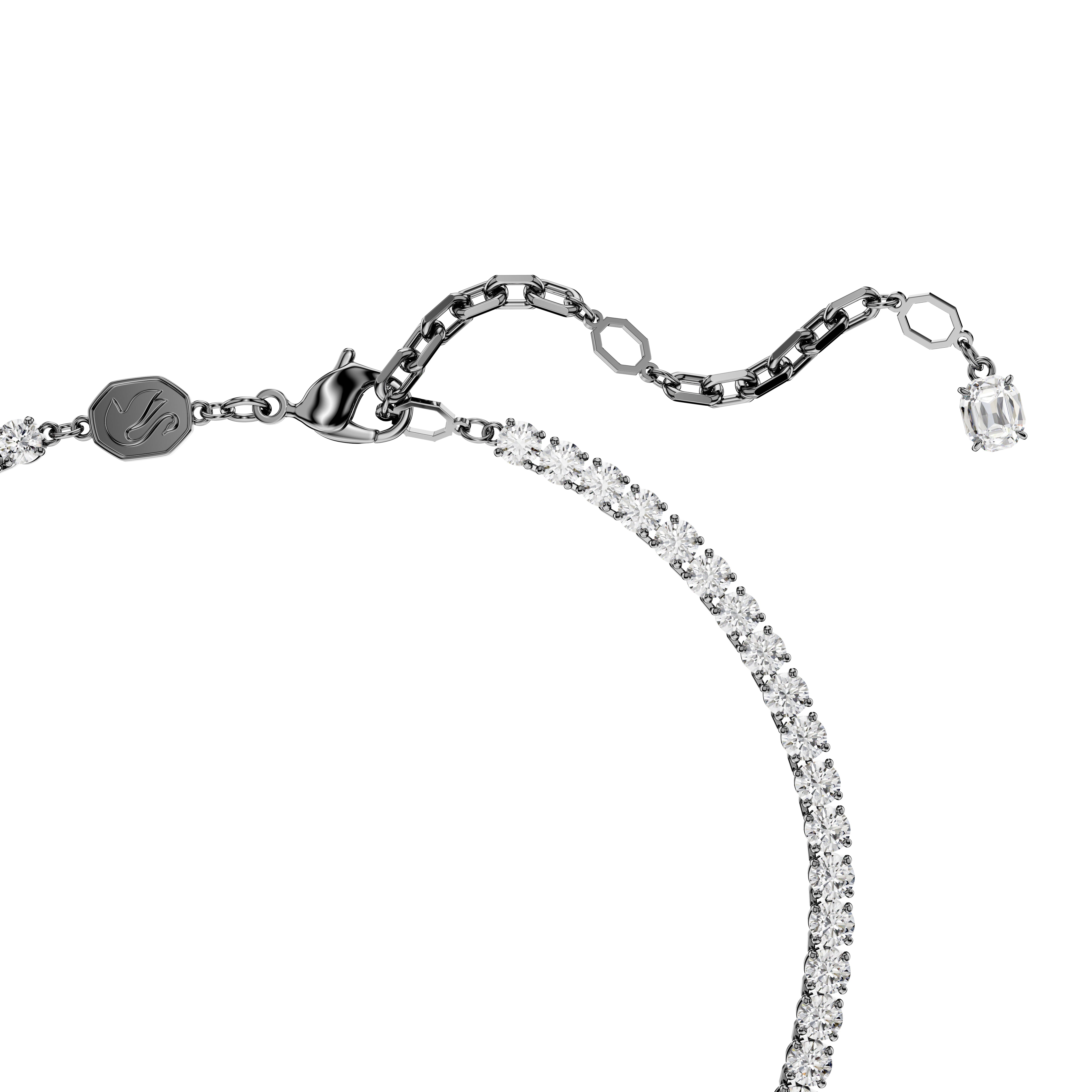 Swan Kolye Ve Broş, Kuğu, Beyaz, Rutenyum Kaplama