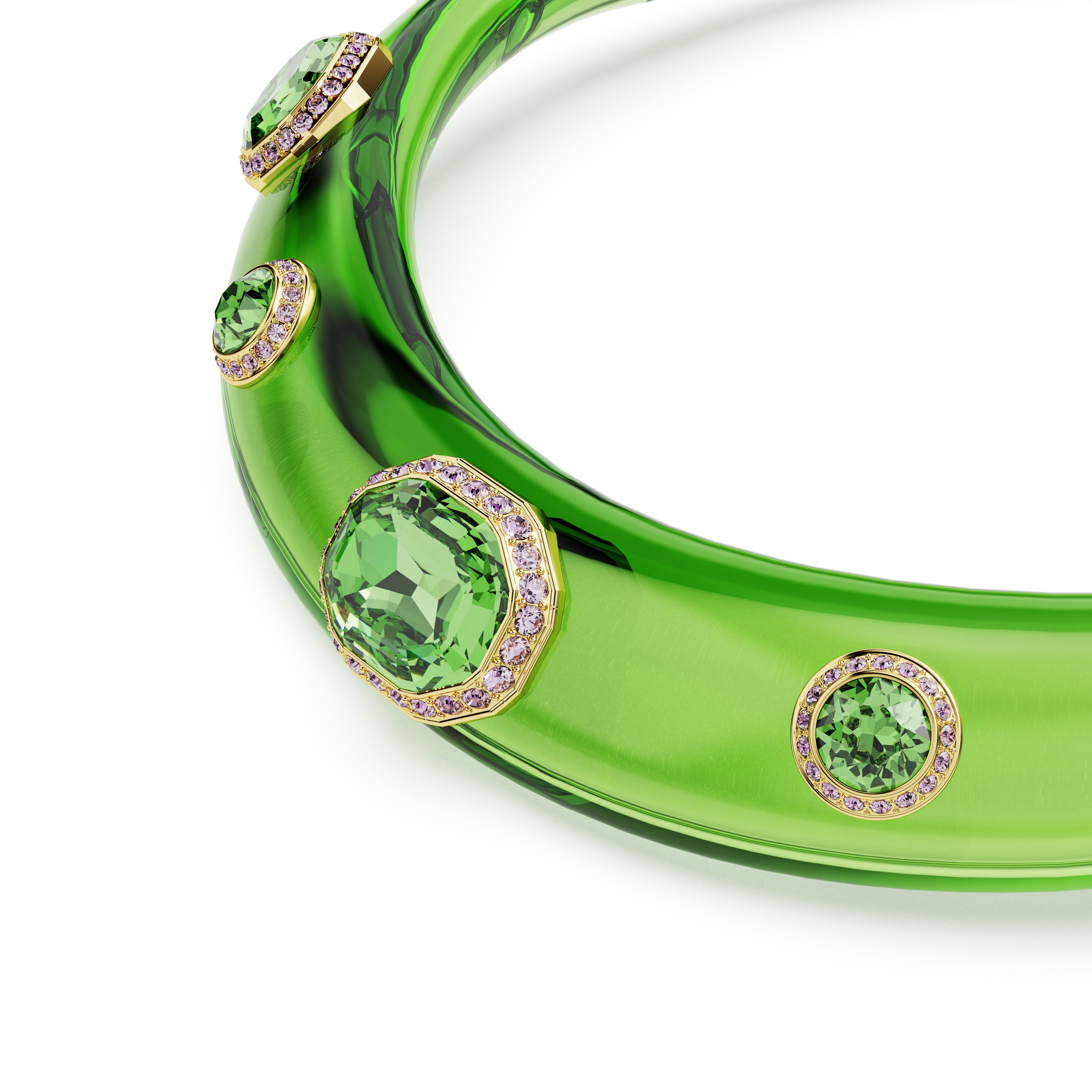 Dulcis Choker Kolye, Karişik Kesim, Yeşil, Sari Altin Rengi Kaplama