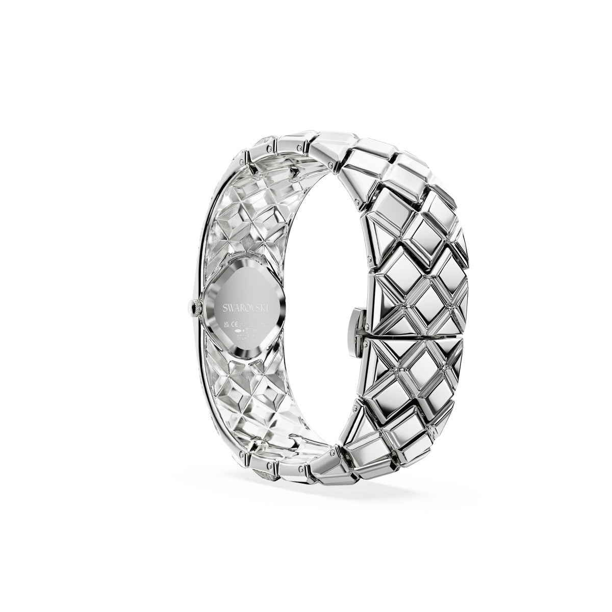 Curiosa Bangle Saat, İsviçre Üretimi, Kristal Bileklik, Gümüş Ton, Paslanmaz Çelik