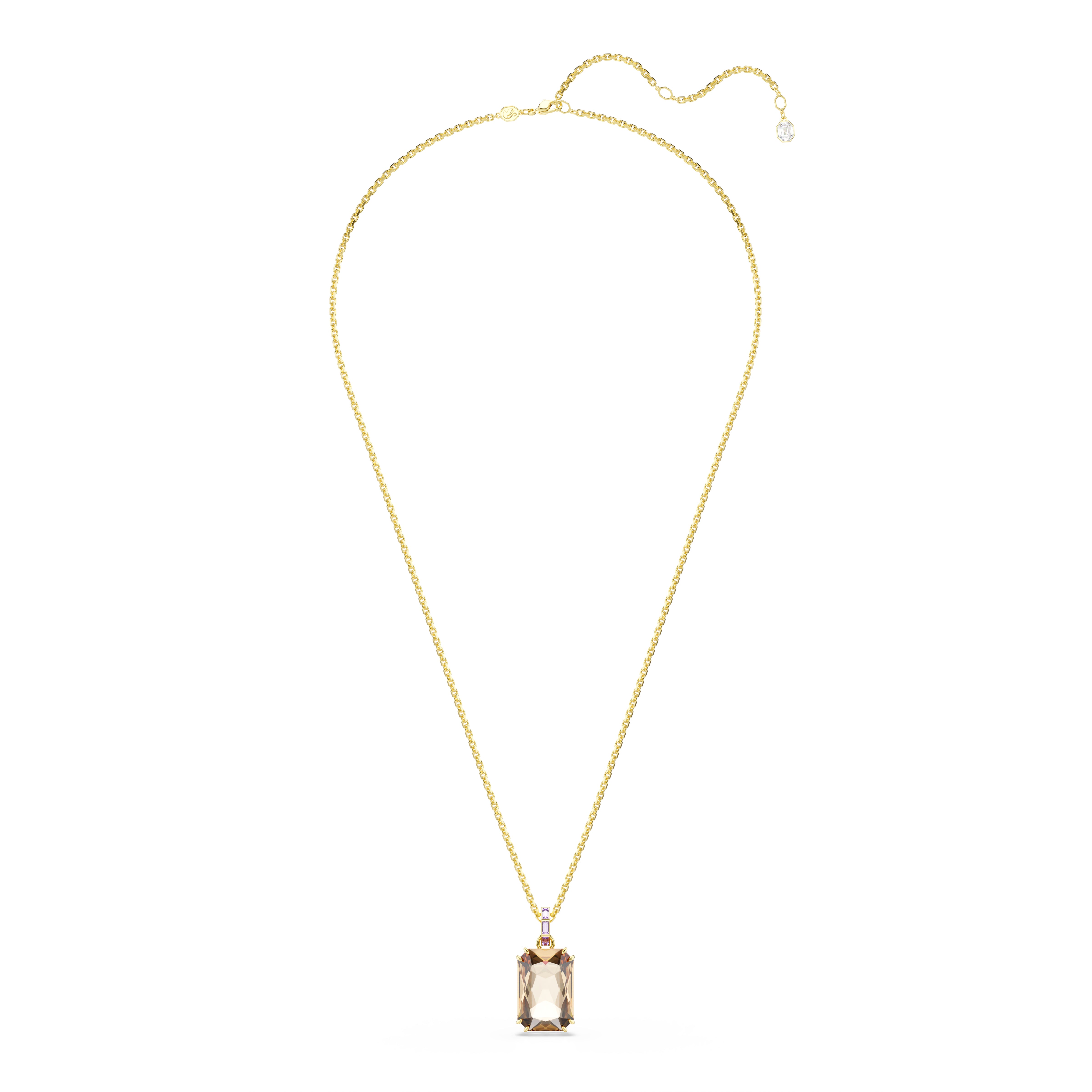 Millenia Kolye, Sekizgen Kesim, Karamel, Altin Rengi Kaplama