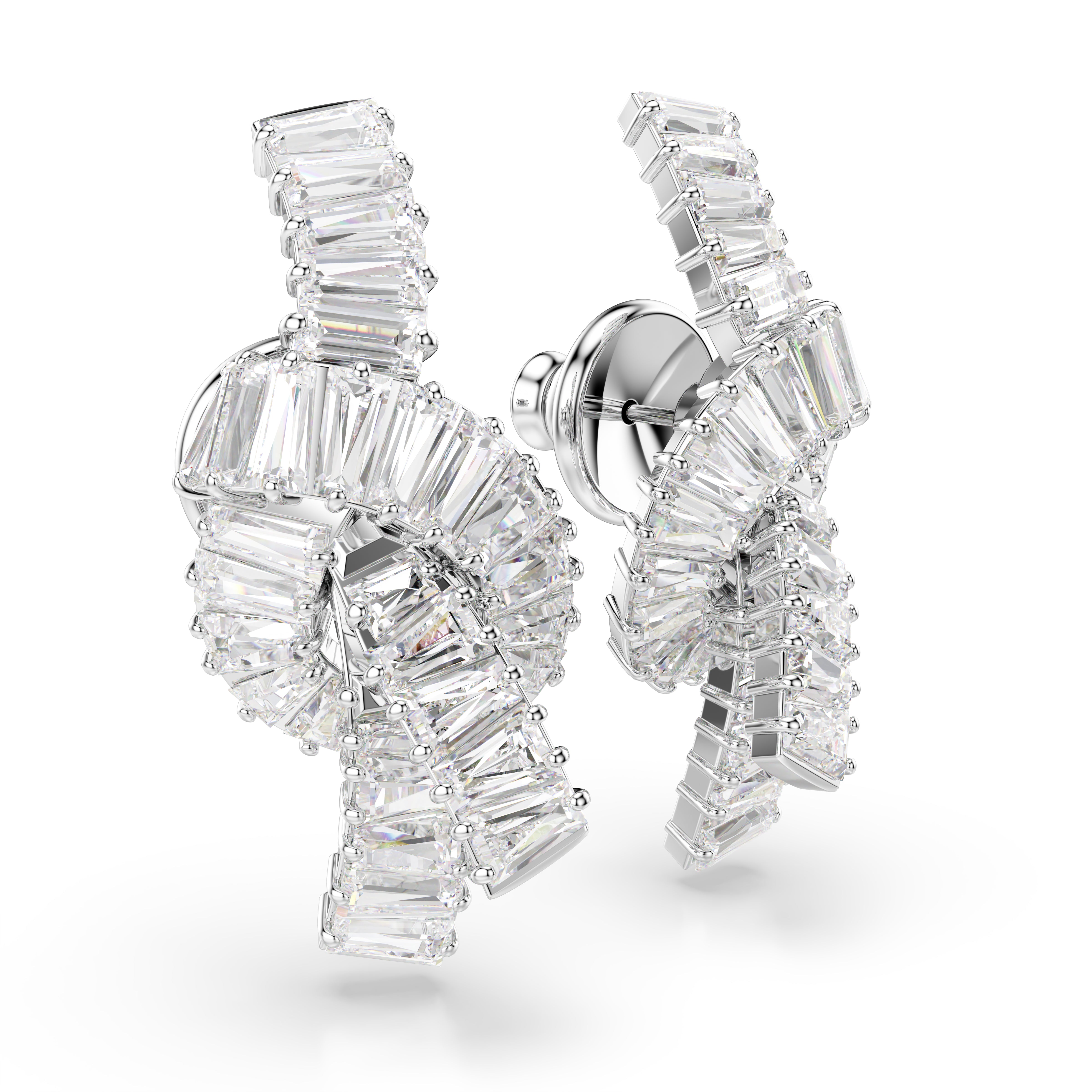 Matrix Küpe, Baget Kesim, Düğüm, Beyaz, Rodyum Kaplama