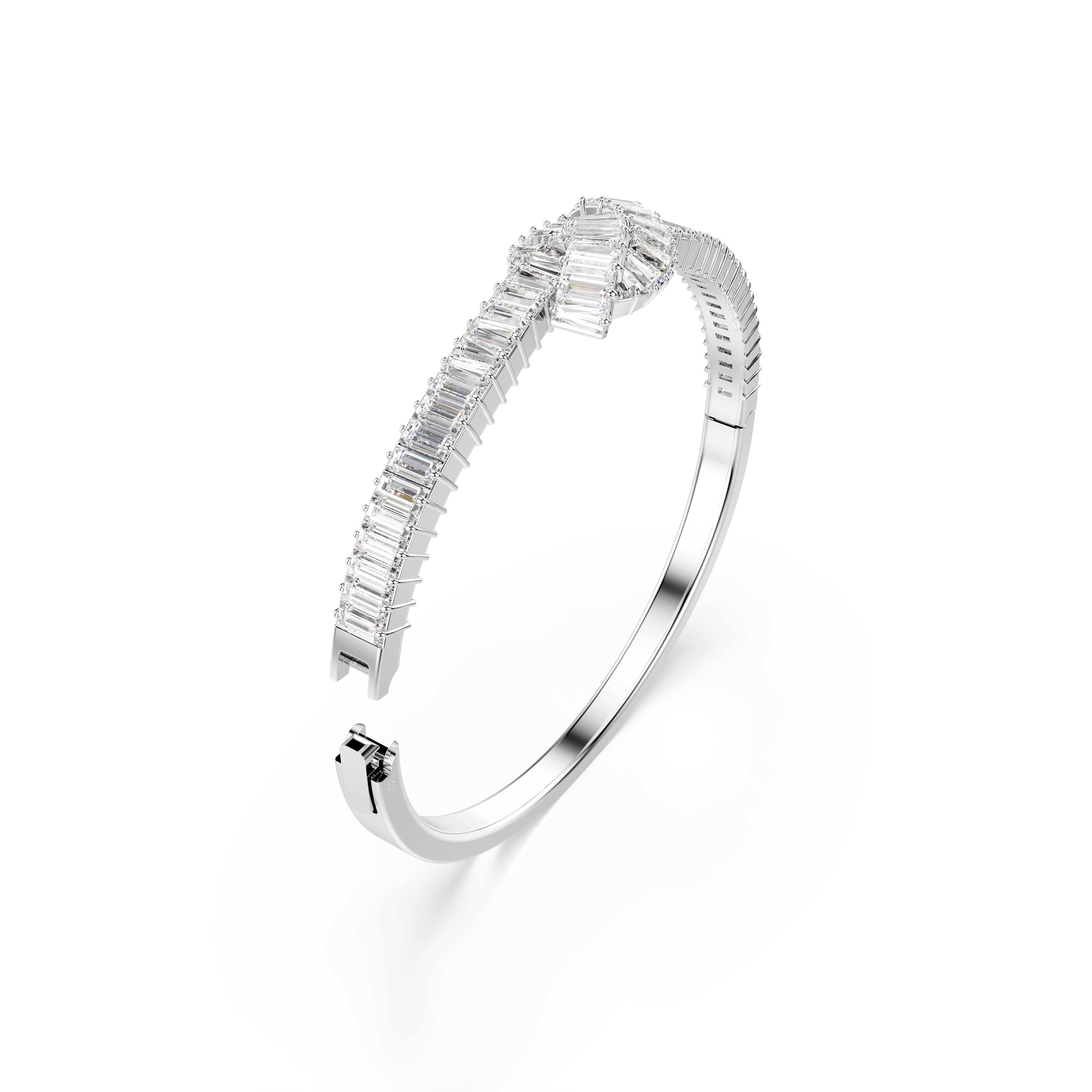Matrix Bangle Bileklik, Baget Kesim, Düğüm, Beyaz, Rodyum Kaplama
