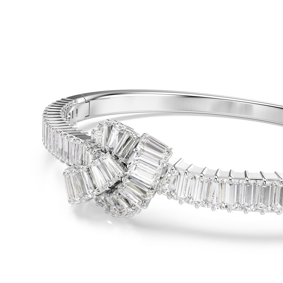 Matrix Bangle Bileklik, Baget Kesim, Düğüm, Beyaz, Rodyum Kaplama
