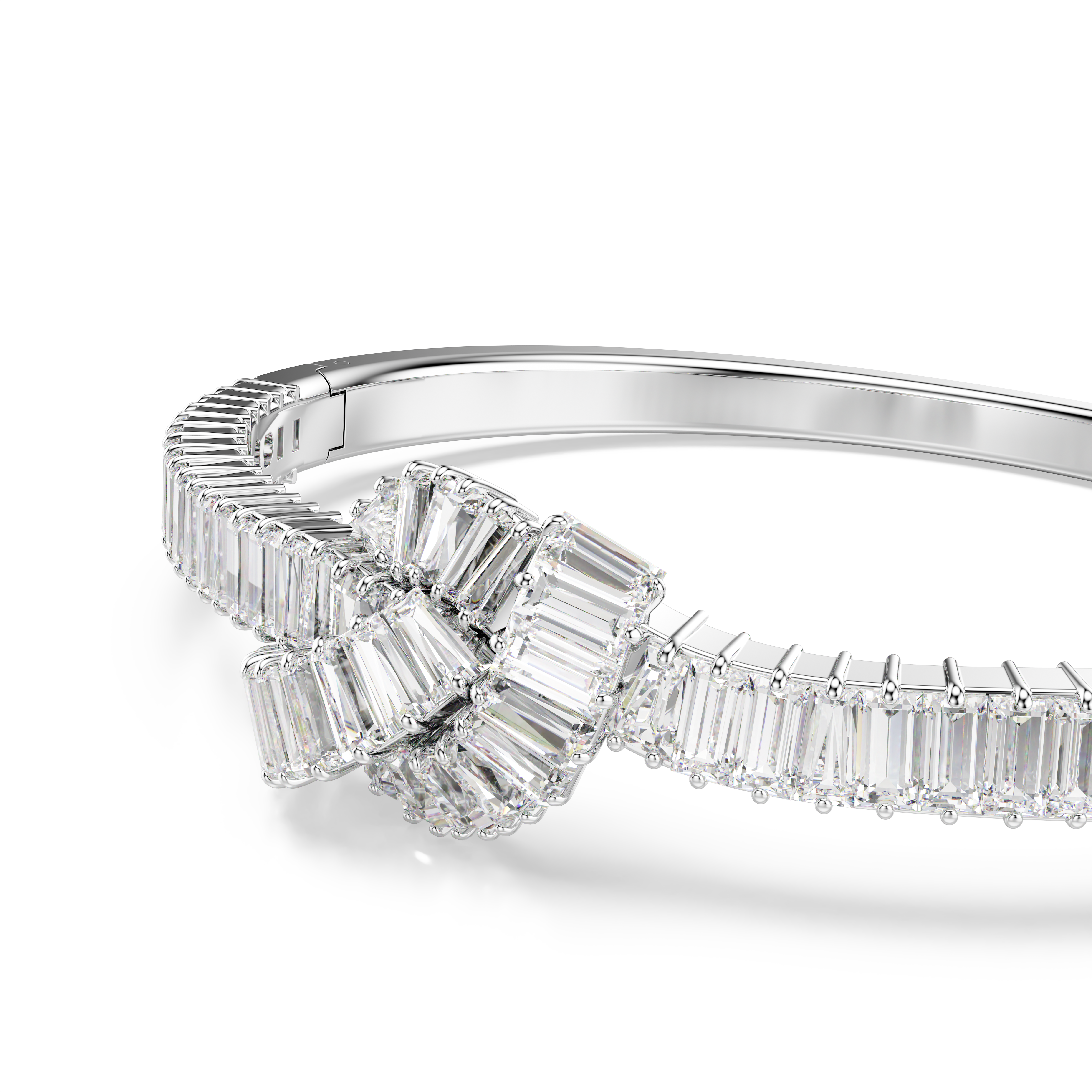 Matrix Bangle Bileklik, Baget Kesim, Düğüm, Beyaz, Rodyum Kaplama