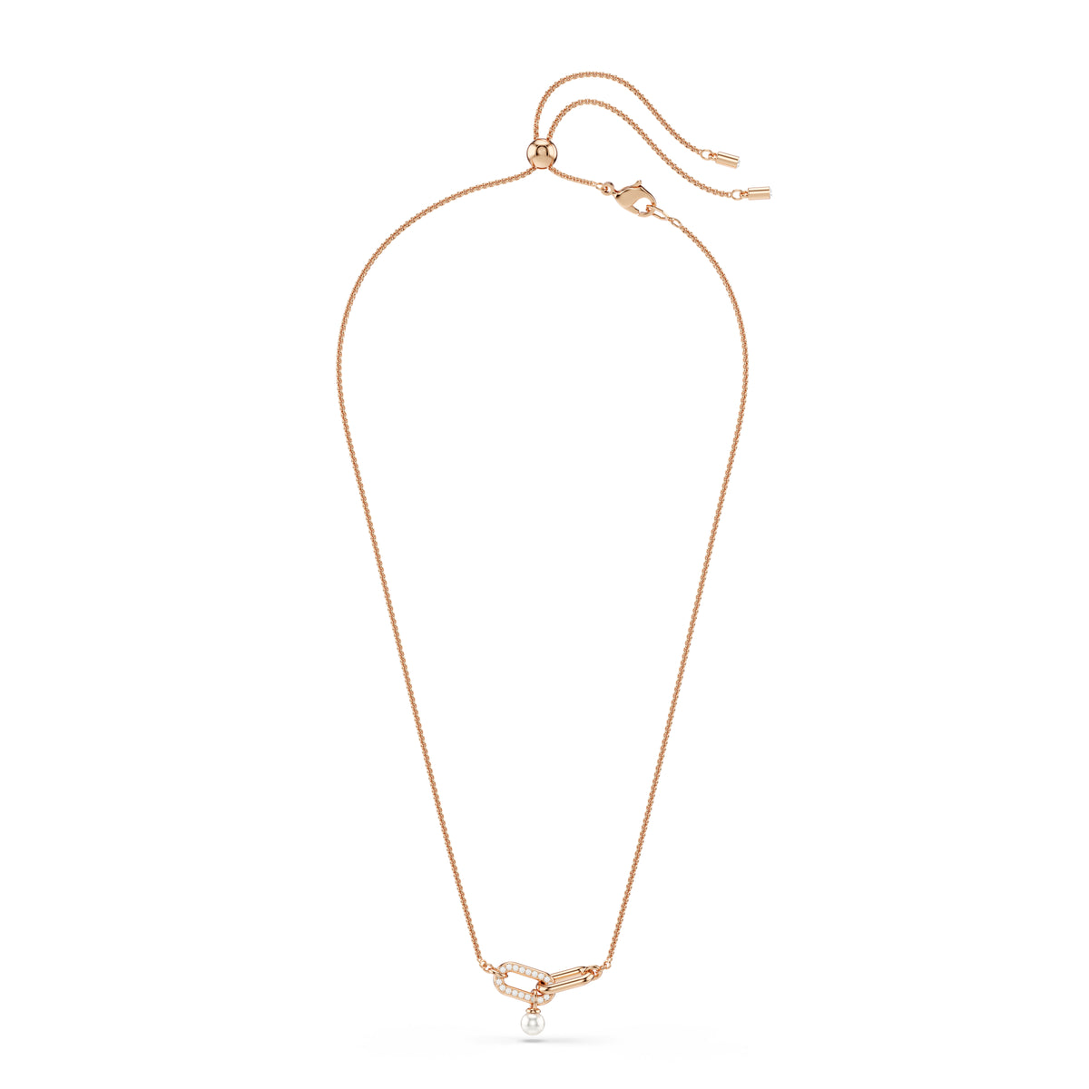 Constella Kolye, Kristal İnci, Yuvarlak Kesim, Beyaz, Pembe Altın Rengi Kaplama