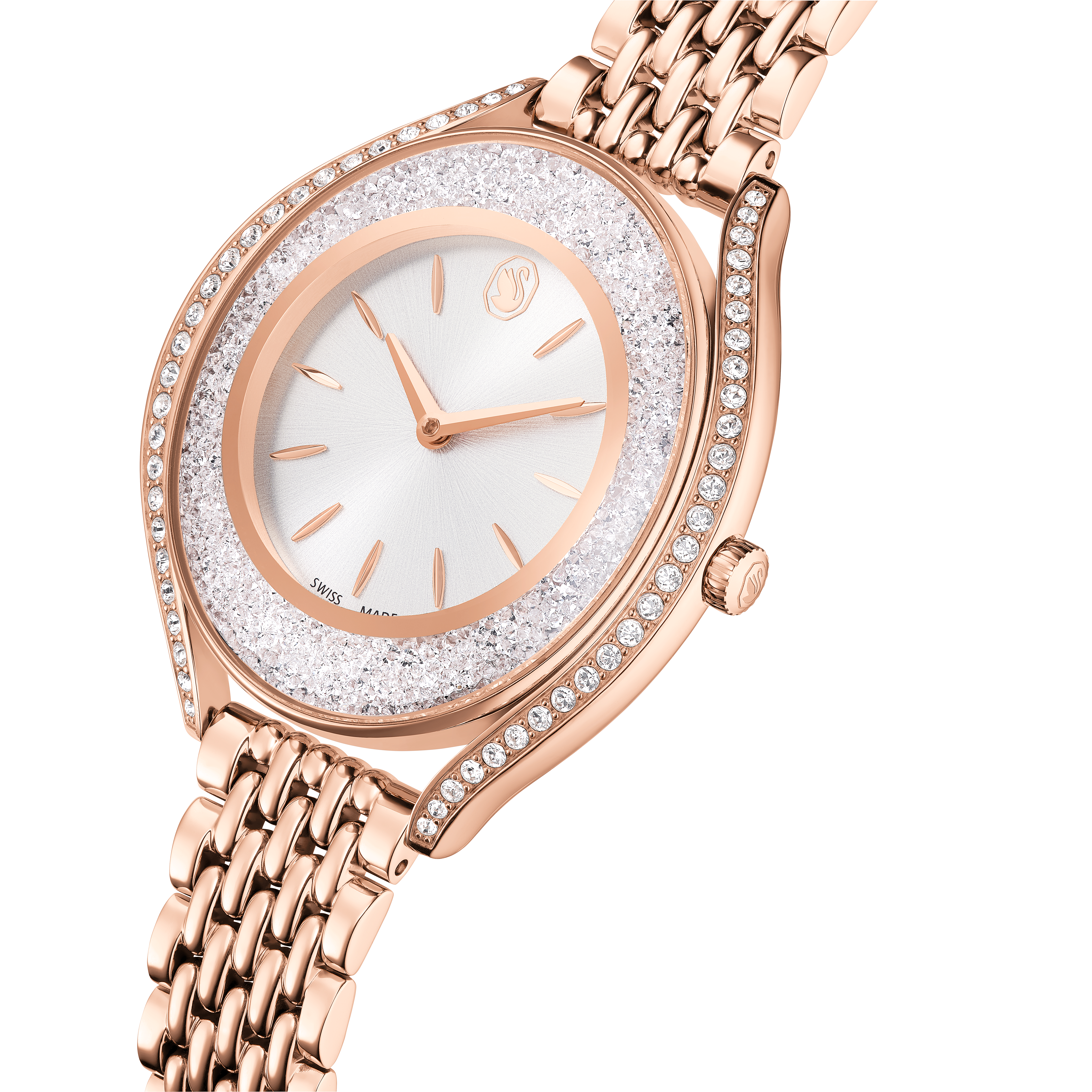 Crystalline Aura Saat, İsviçre Üretimi, Metal Bileklik, Rose Altin Tonu, Pembe Altin Rengi Kaplama