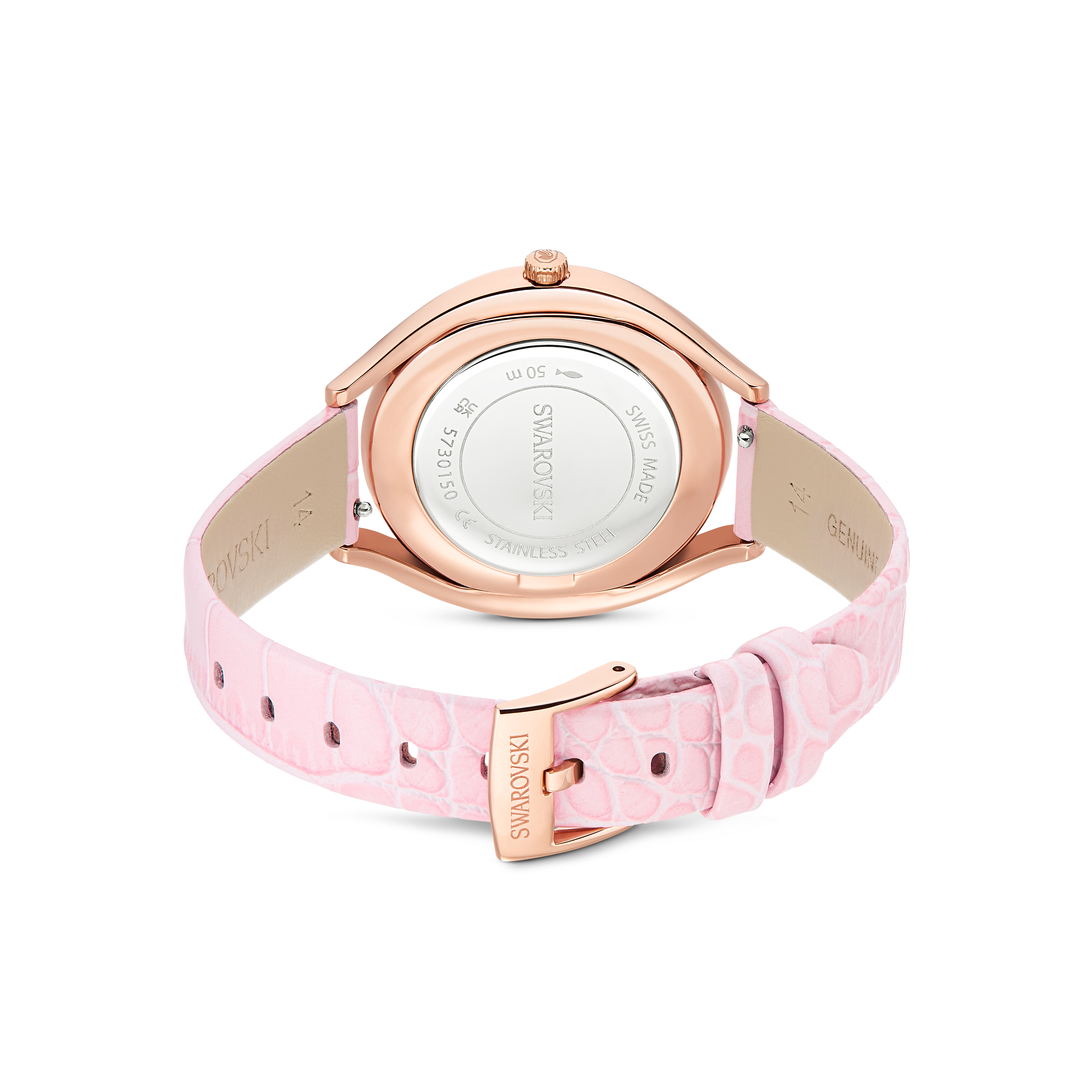 Crystalline Aura Saat, İsviçre Üretimi, Deri Kayış, Pembe, Pembe Altın Rengi Yüzey