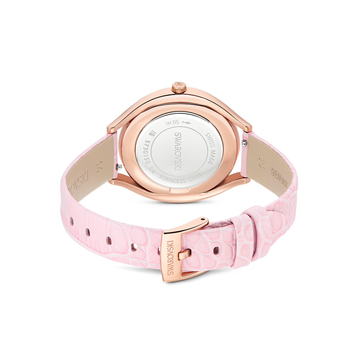 Crystalline Aura Saat, İsviçre Üretimi, Deri Kayış, Pembe, Pembe Altın Rengi Yüzey