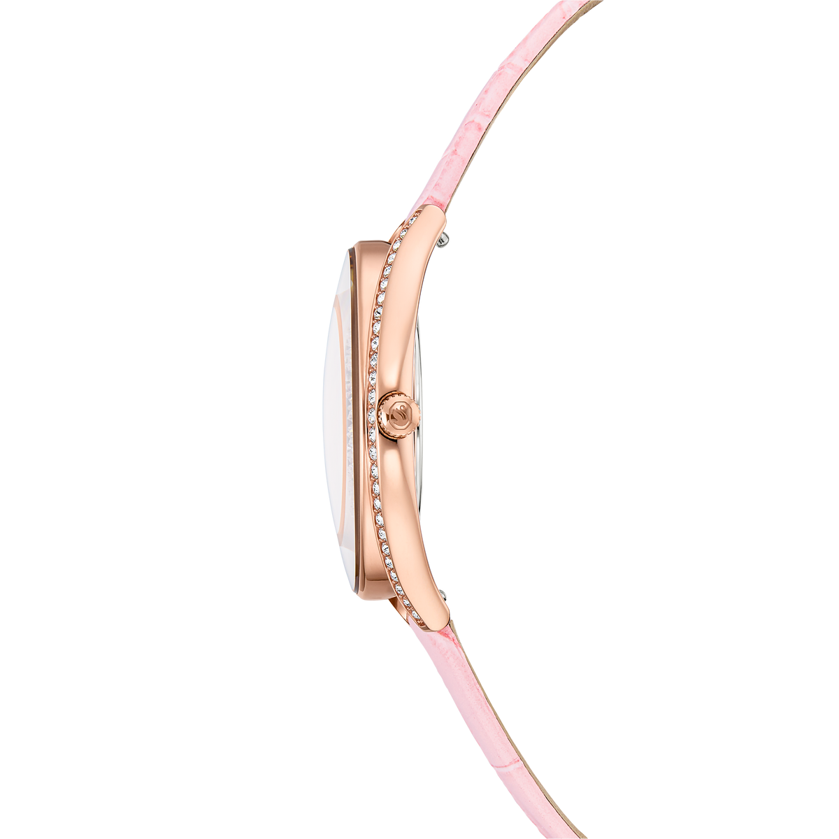 Crystalline Aura Saat, İsviçre Üretimi, Deri Kayış, Pembe, Pembe Altın Rengi Yüzey