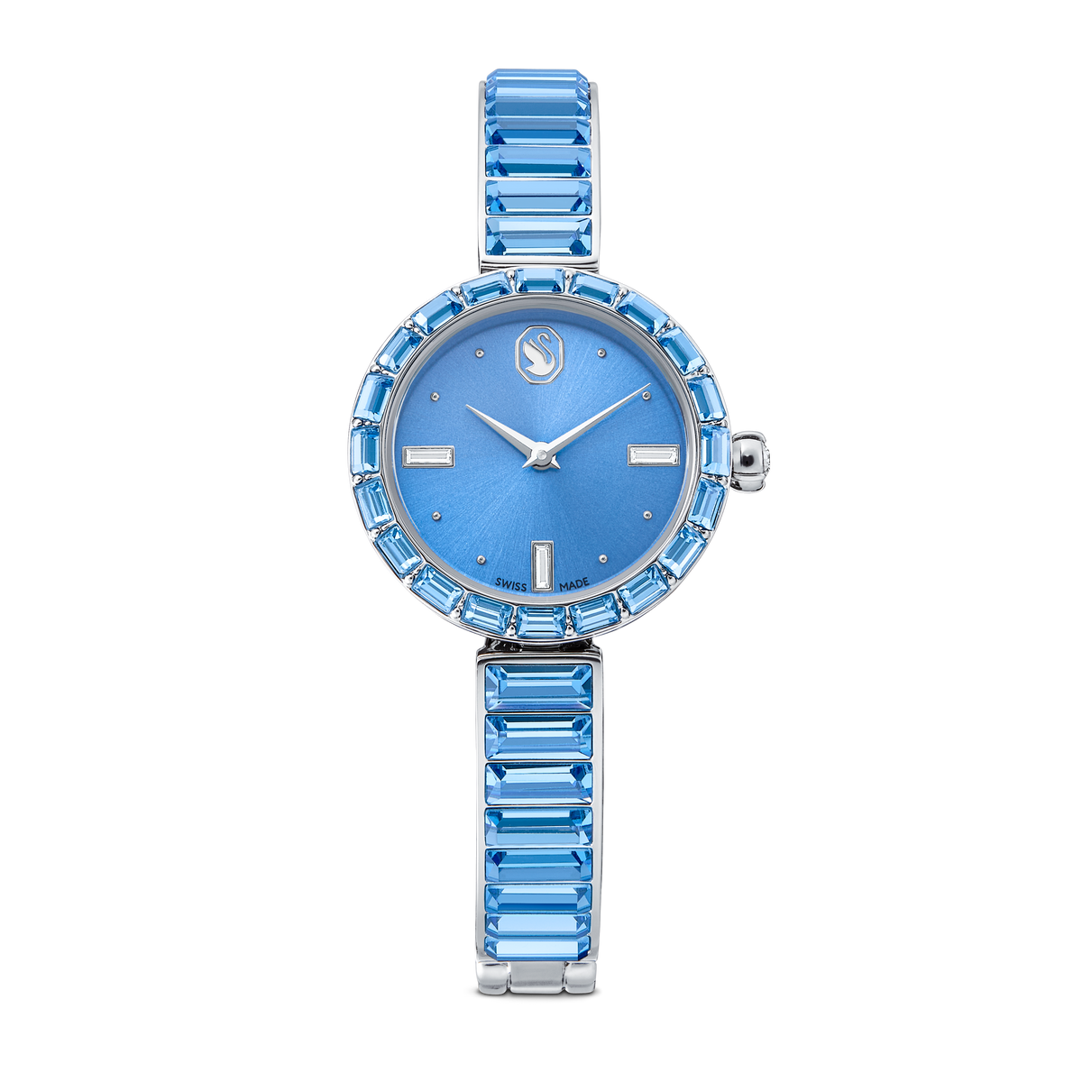 Matrix Bangle Saat, İsviçre Üretimi, Kristal Bangle Bileklik, Mavi, Paslanmaz Çelik