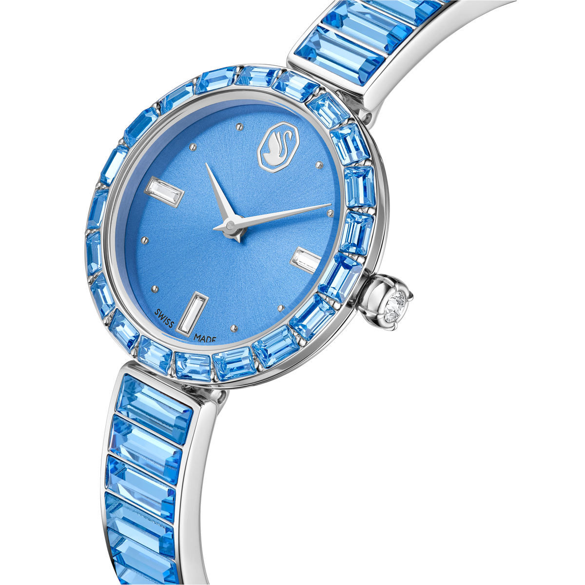 Matrix Bangle Saat, İsviçre Üretimi, Kristal Bangle Bileklik, Mavi, Paslanmaz Çelik