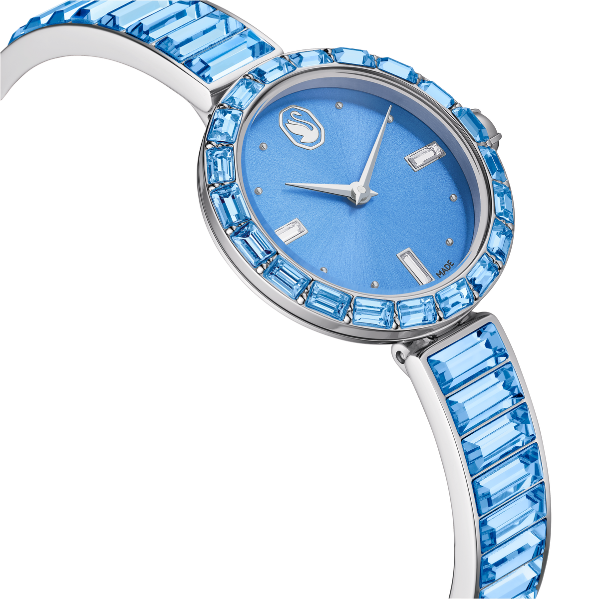 Matrix Bangle Saat, İsviçre Üretimi, Kristal Bangle Bileklik, Mavi, Paslanmaz Çelik