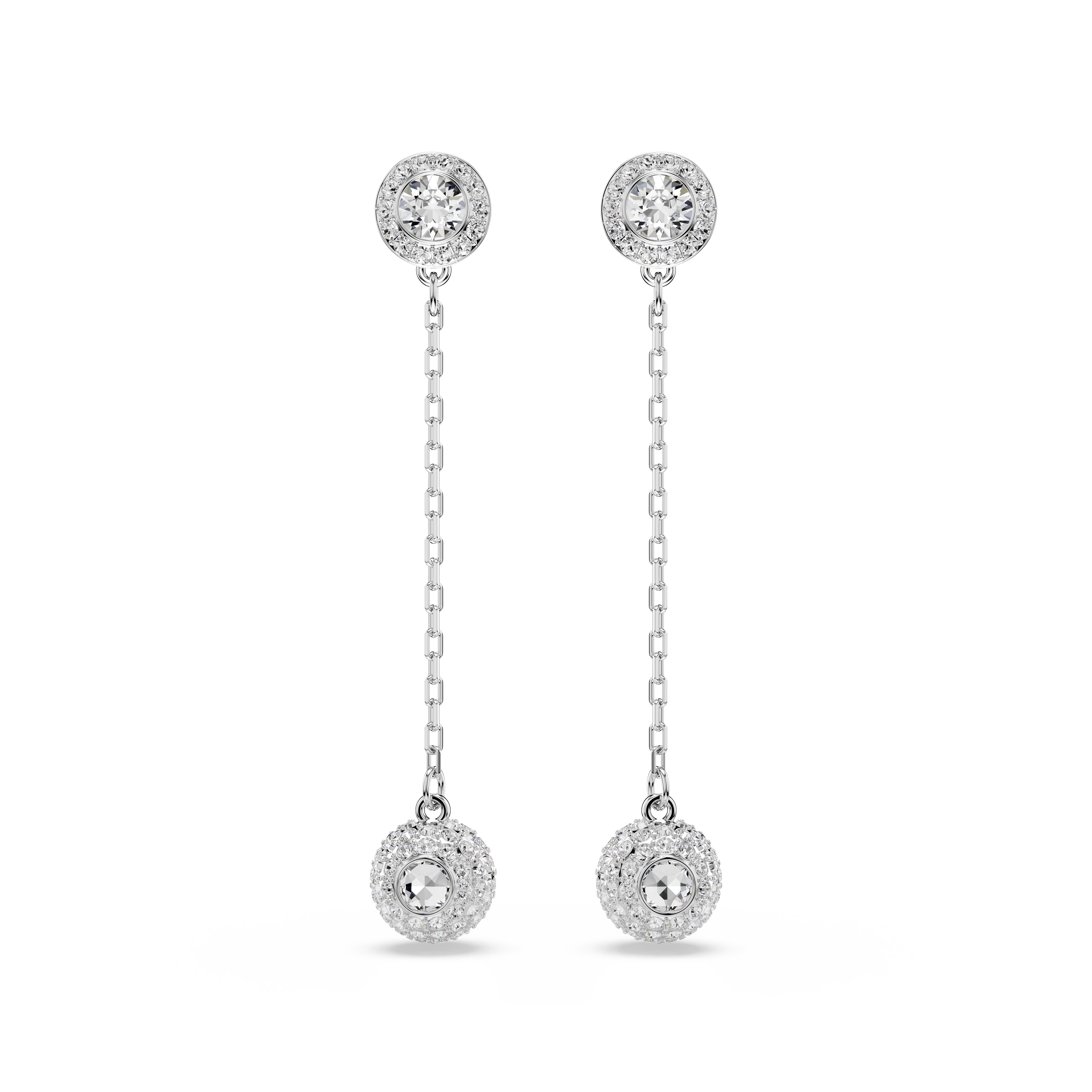 Una Angelic Damla Küpe, Yuvarlak Kesim, Beyaz, Rodyum Kaplama