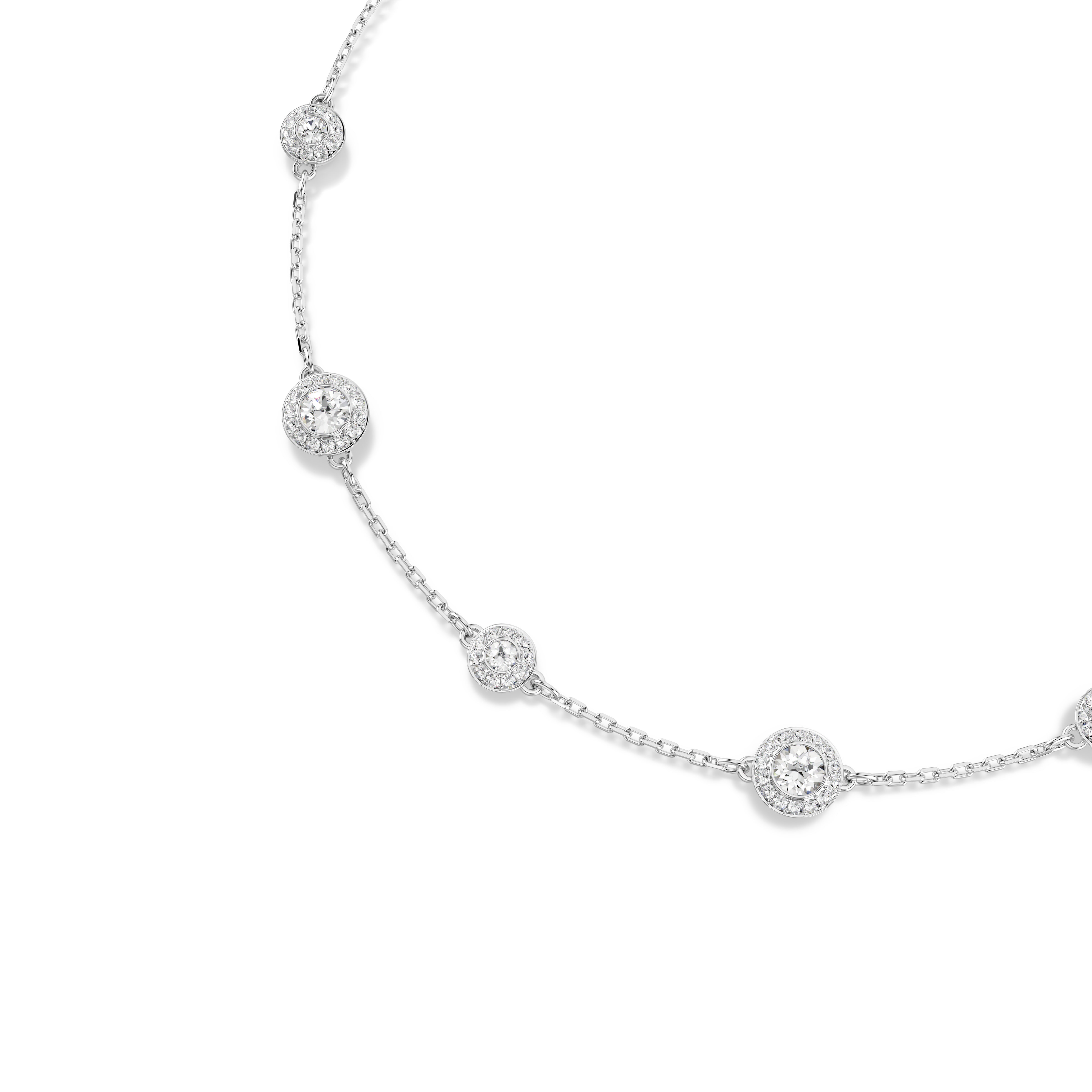 Una Angelic Kolye, Yuvarlak Kesim, Çift Tarafli Motifler, Beyaz, Rodyum Kaplama