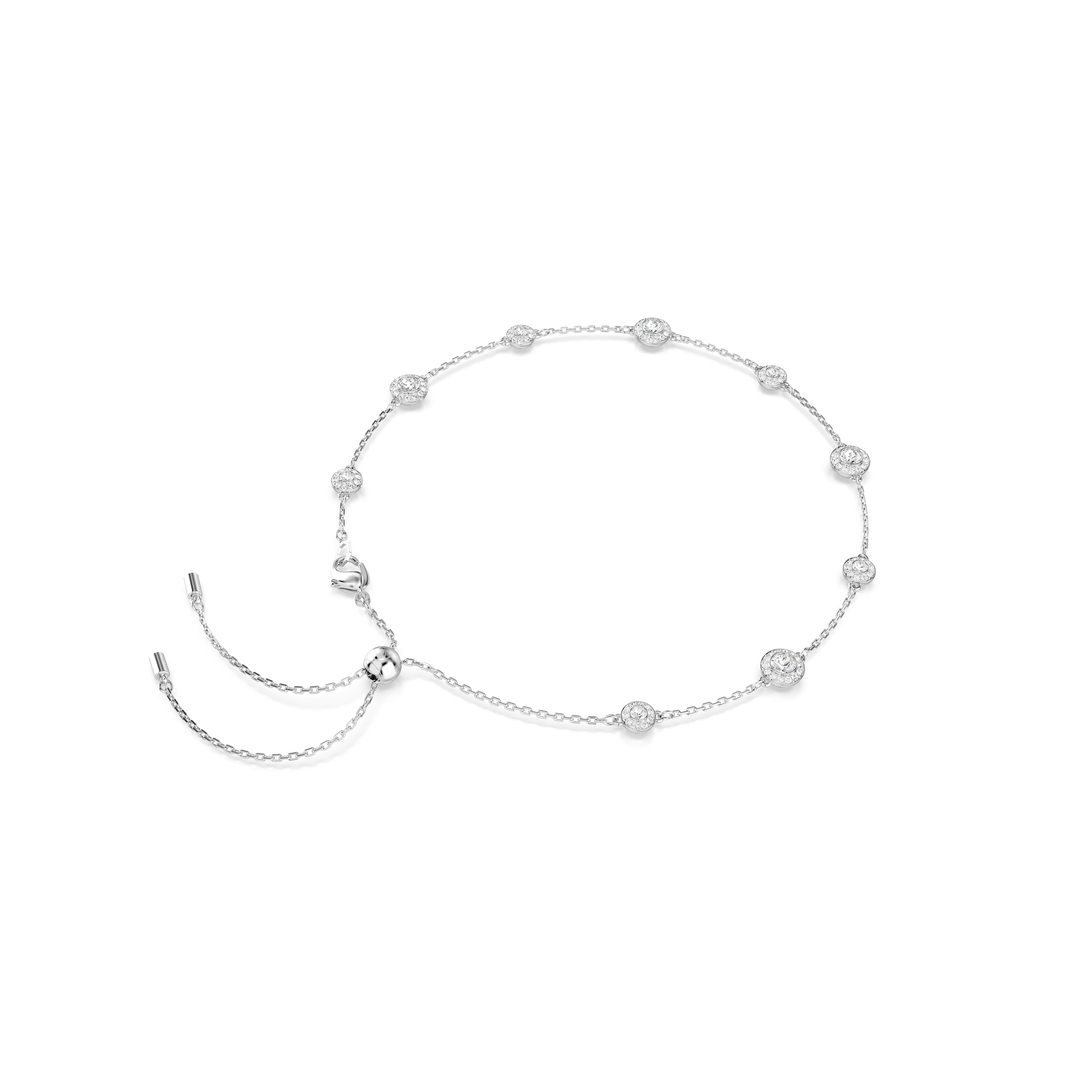 Una Angelic Kolye, Yuvarlak Kesim, Çift Tarafli Motifler, Beyaz, Rodyum Kaplama